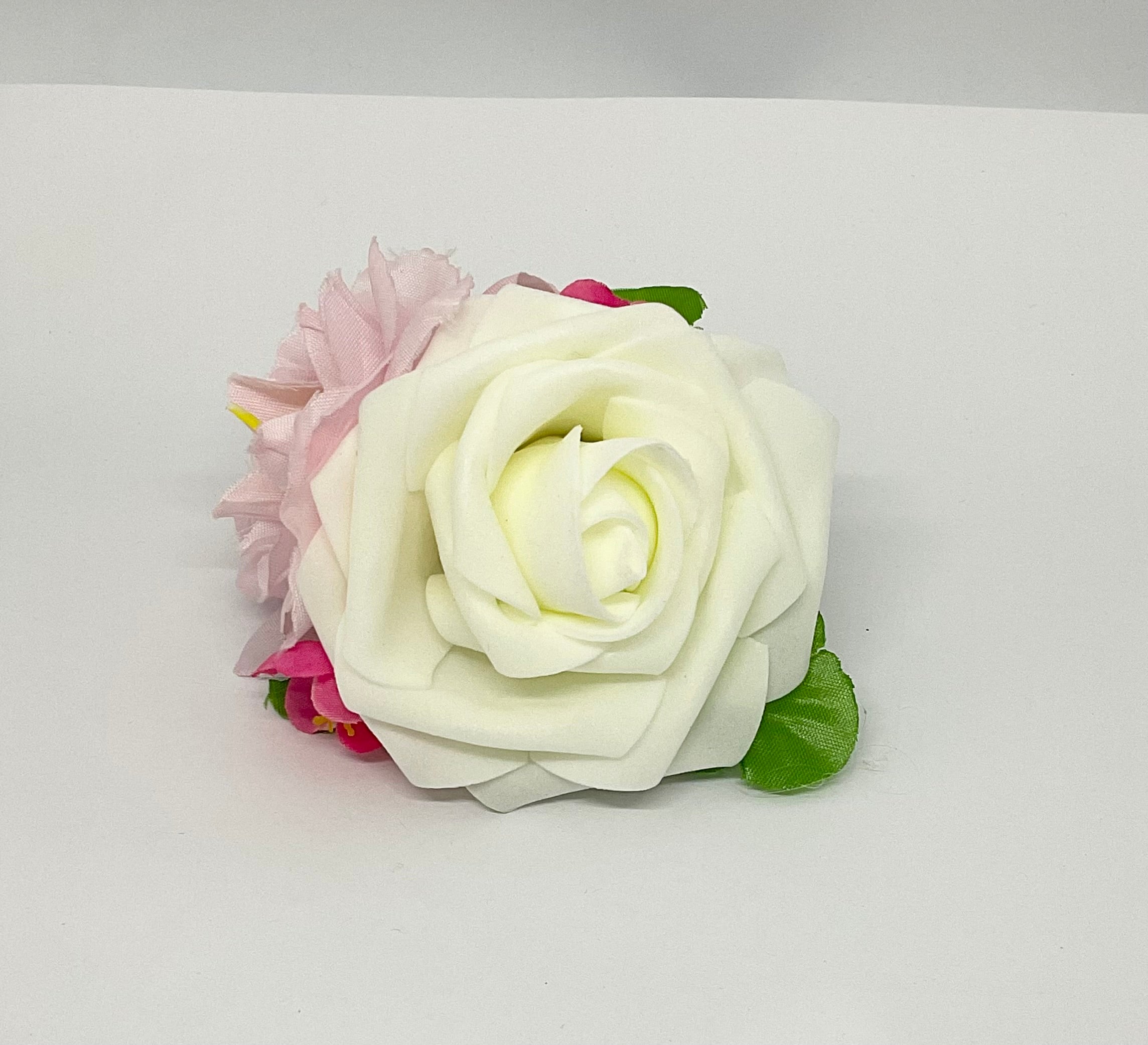 White Rose and Peach Blossoms  Hair Flower