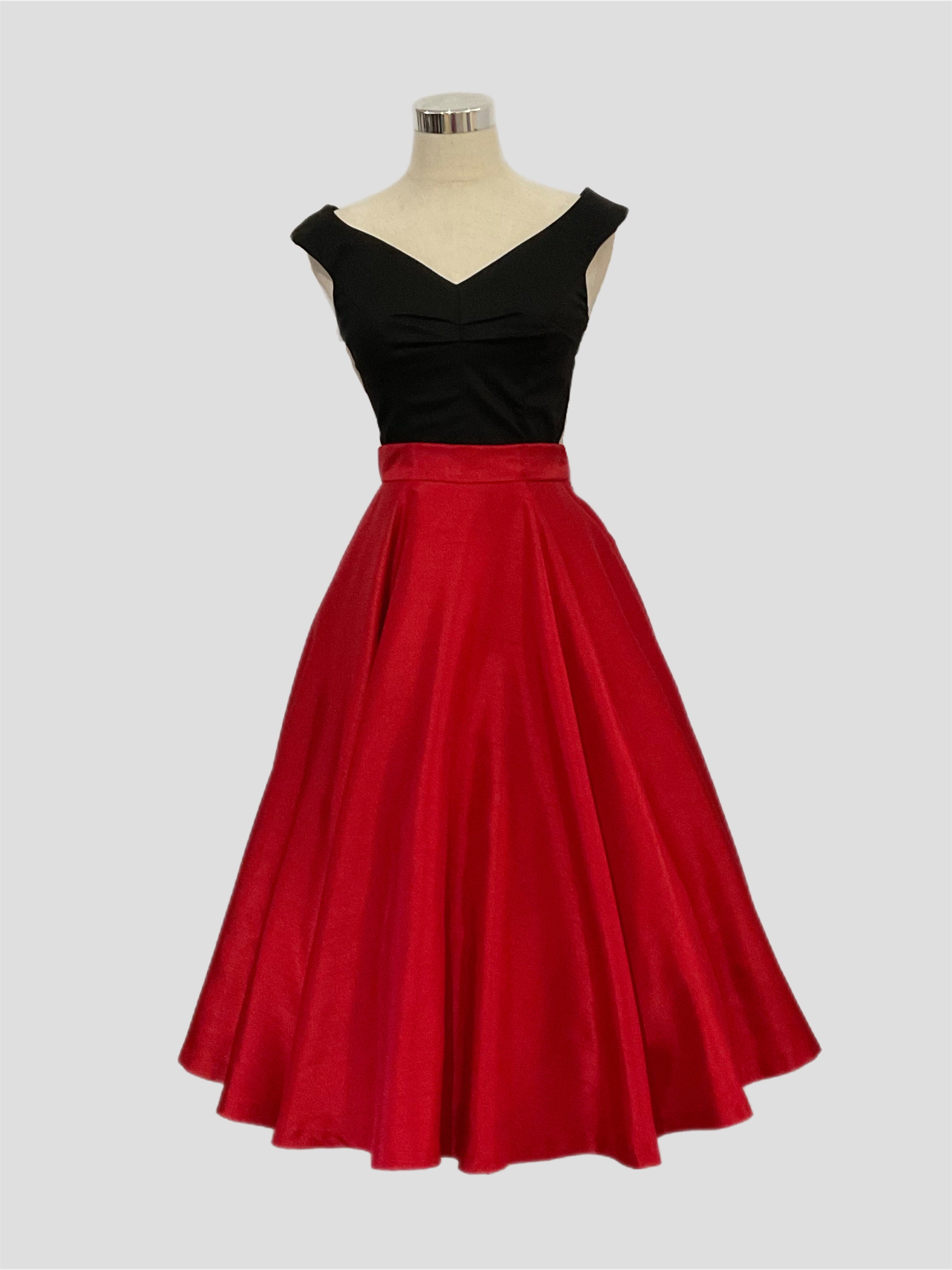 Grace Kelly Skirt  Red Shantung