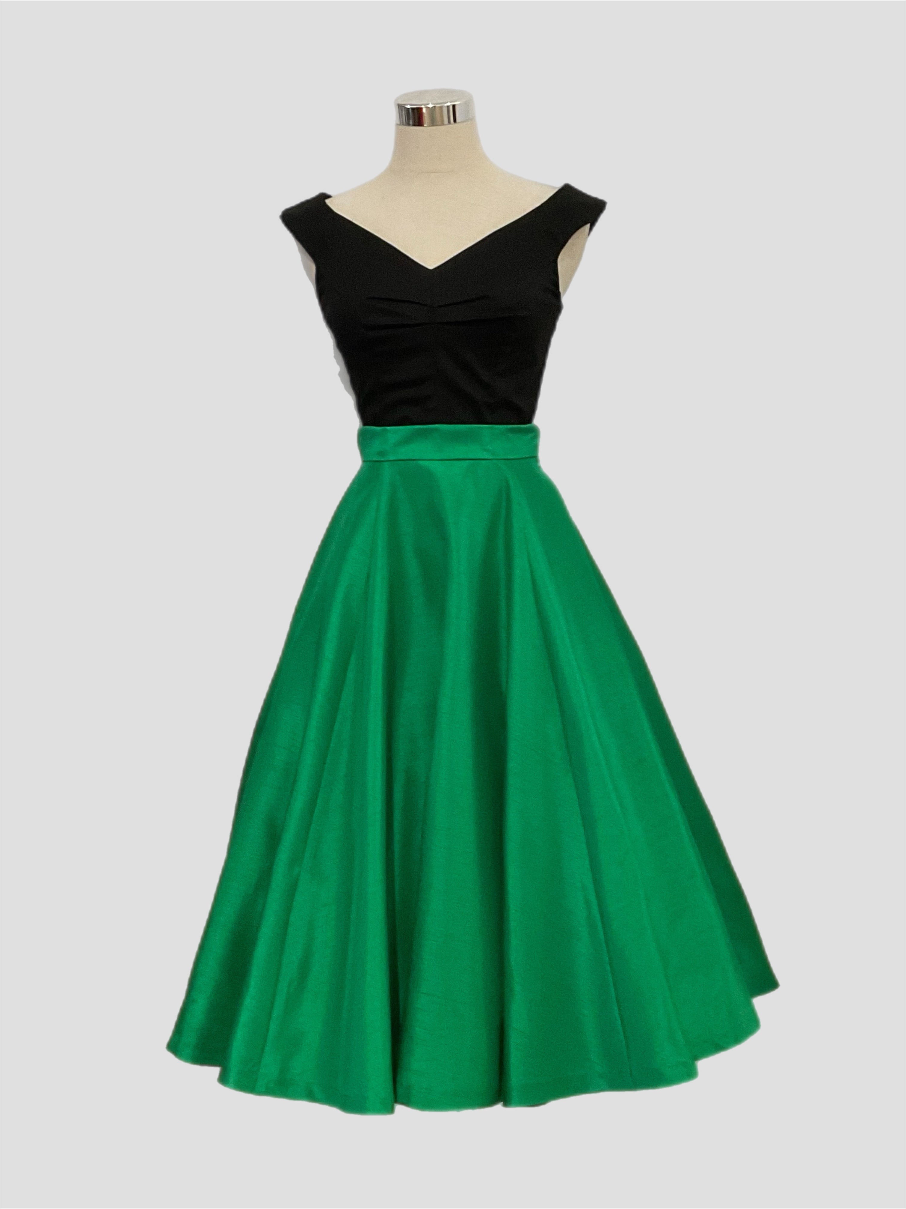 Grace Kelly Skirt  Green Shantung