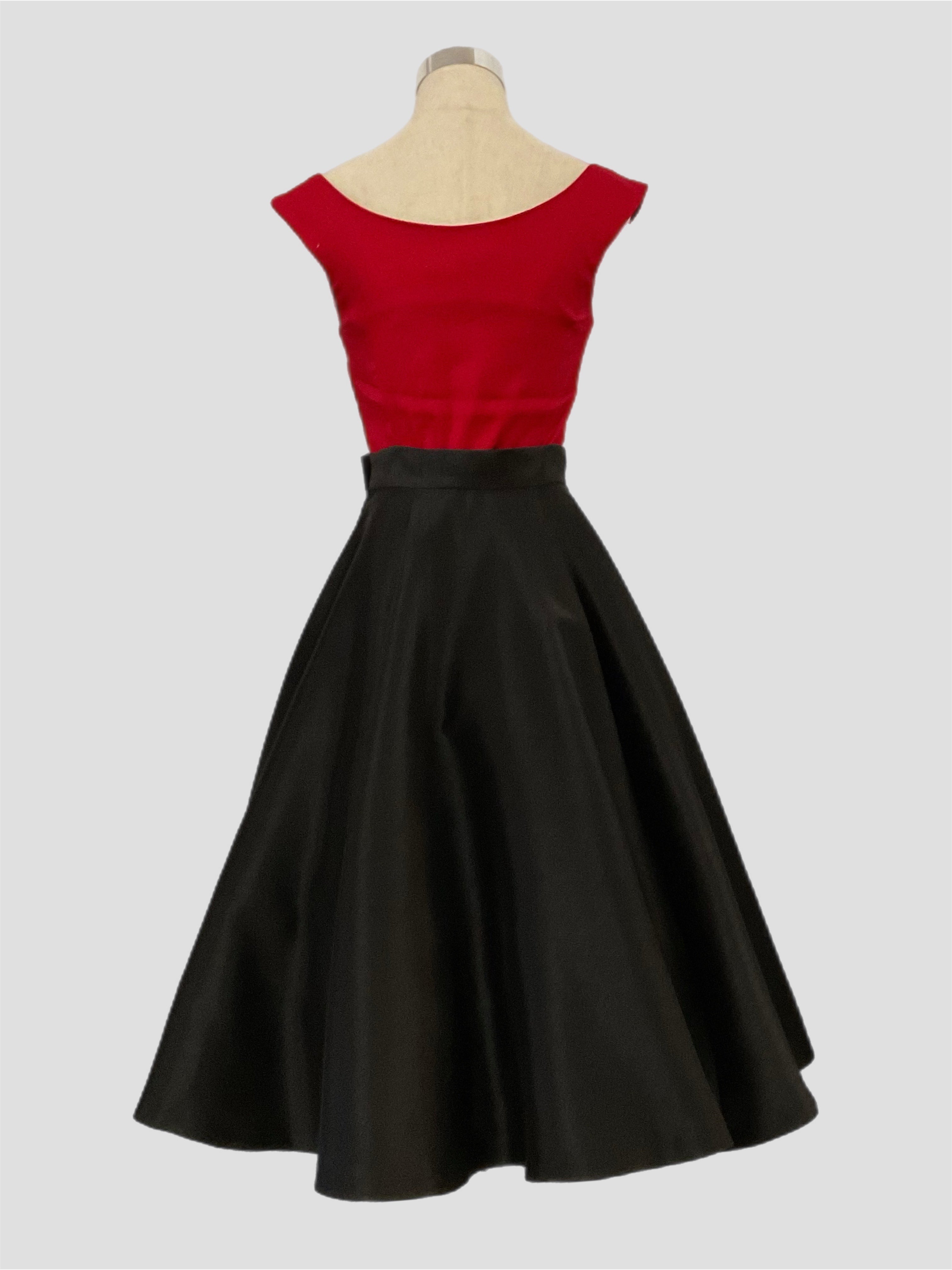 Grace Kelly Skirt  Black Shantung