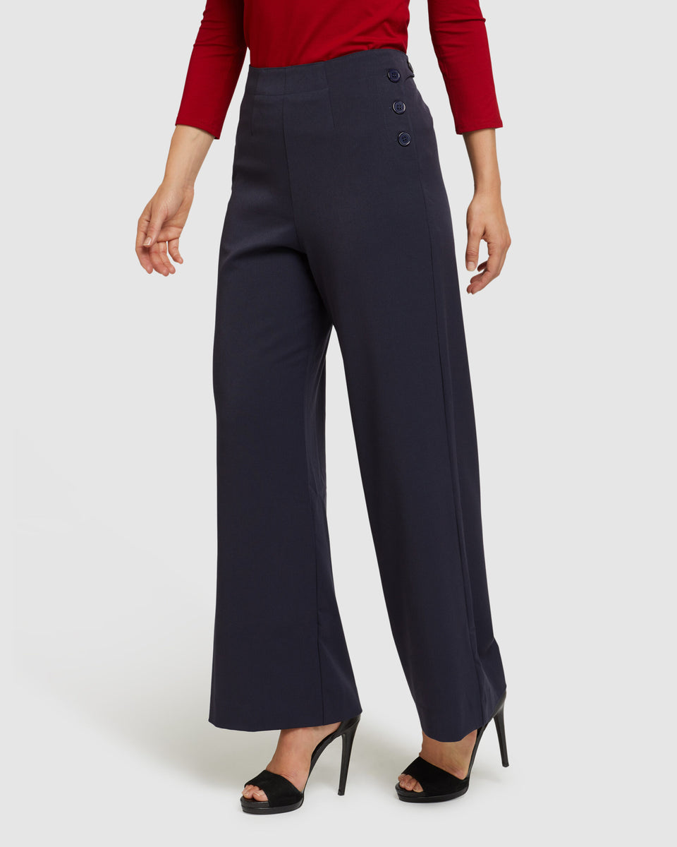 Double Button Pants Navy Vintage Dress