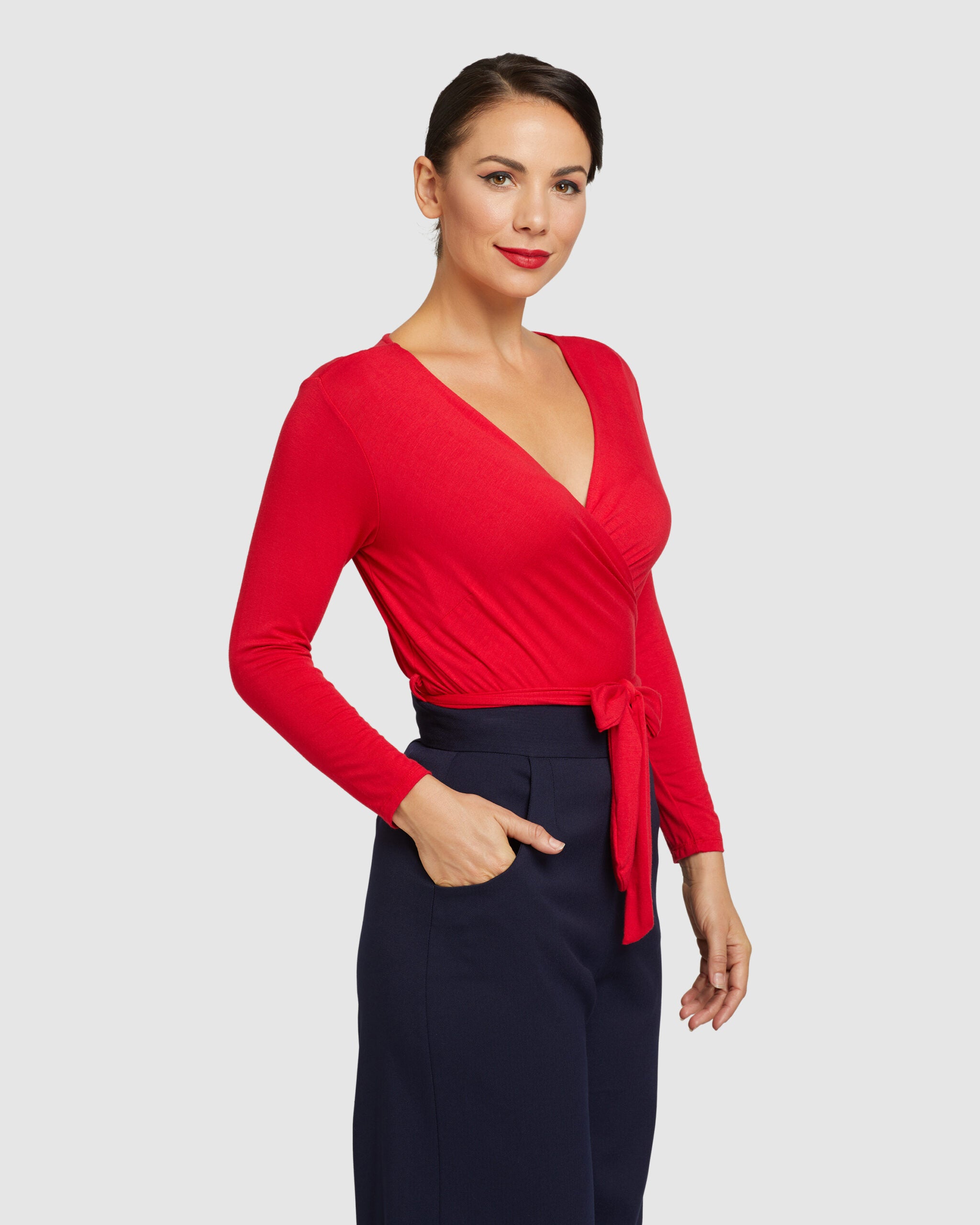 Lillian Wrap Top   Red
