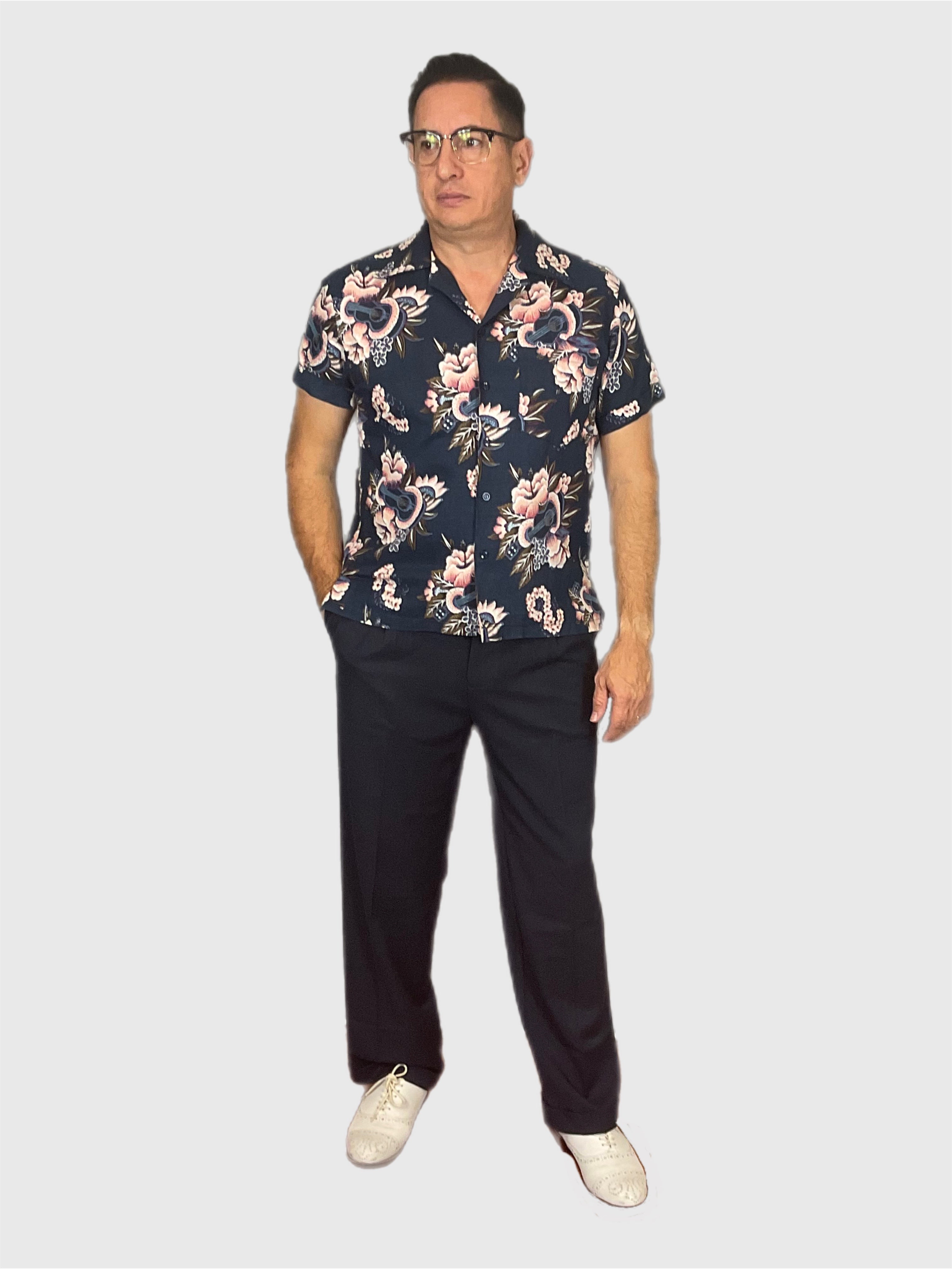 Aloha Shirt  Navy Ukulele