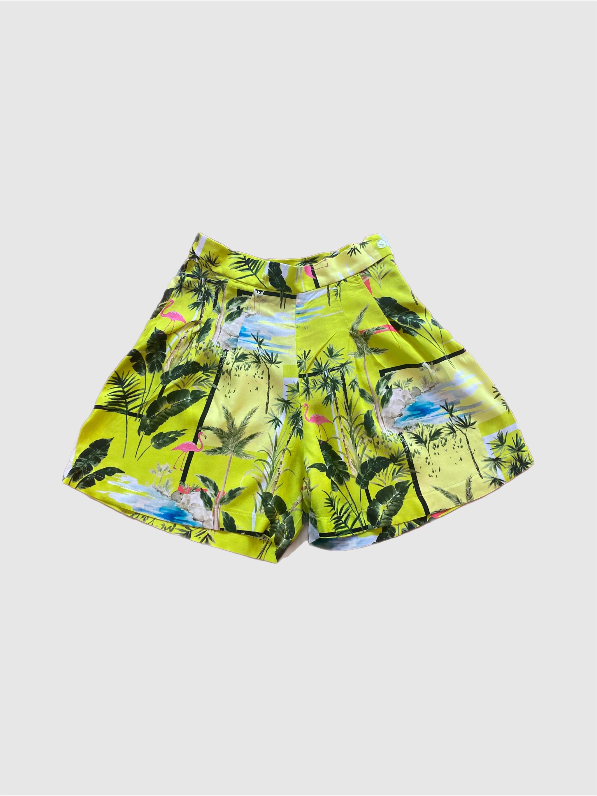 Broadway Shorts 1940s vintage style novelty  Flamingo print shorts  Retrospec'd Clothing