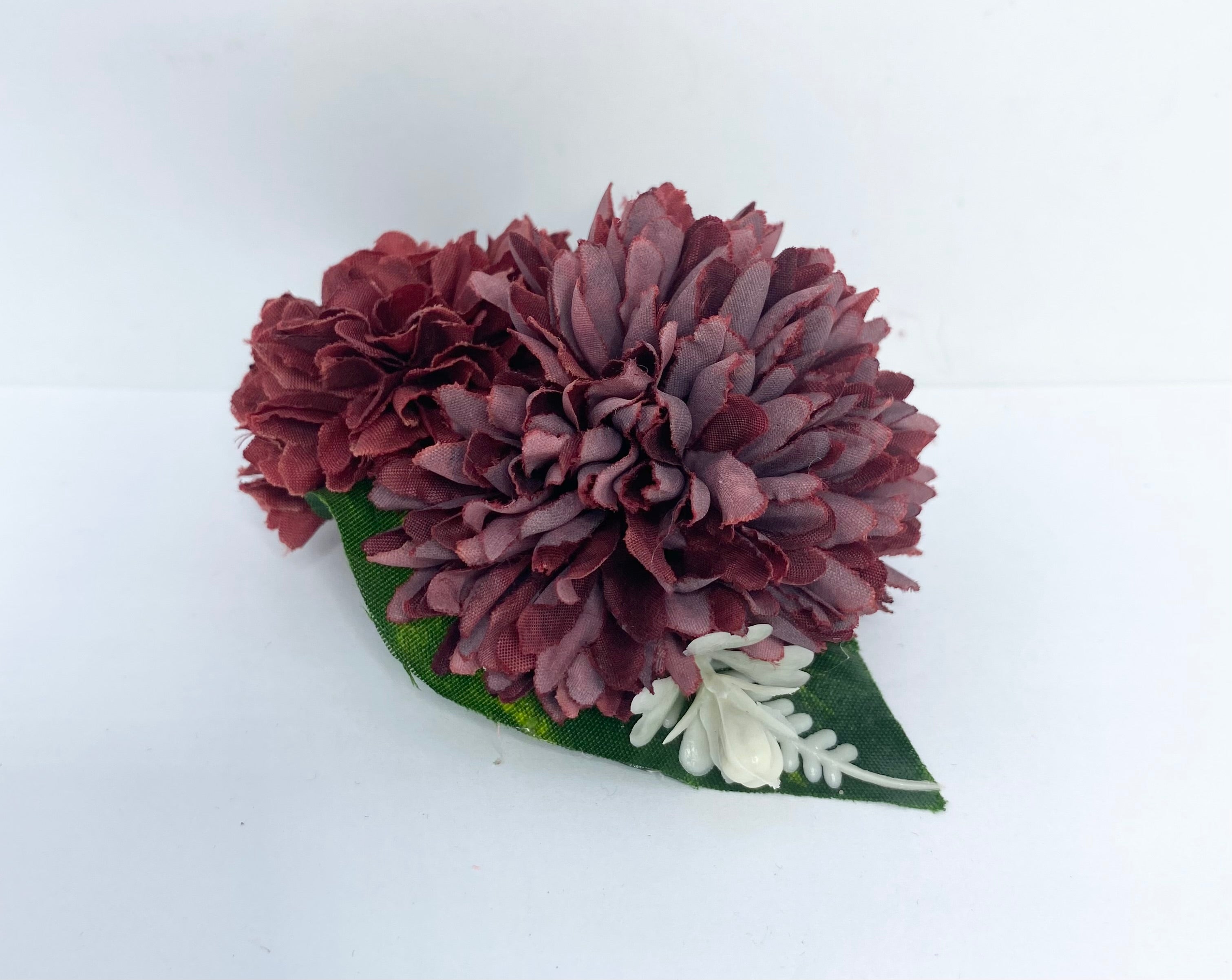  Burgundy Pom pom Vintage style Hair Flower. Pin-up 1940s/1950s hair clip