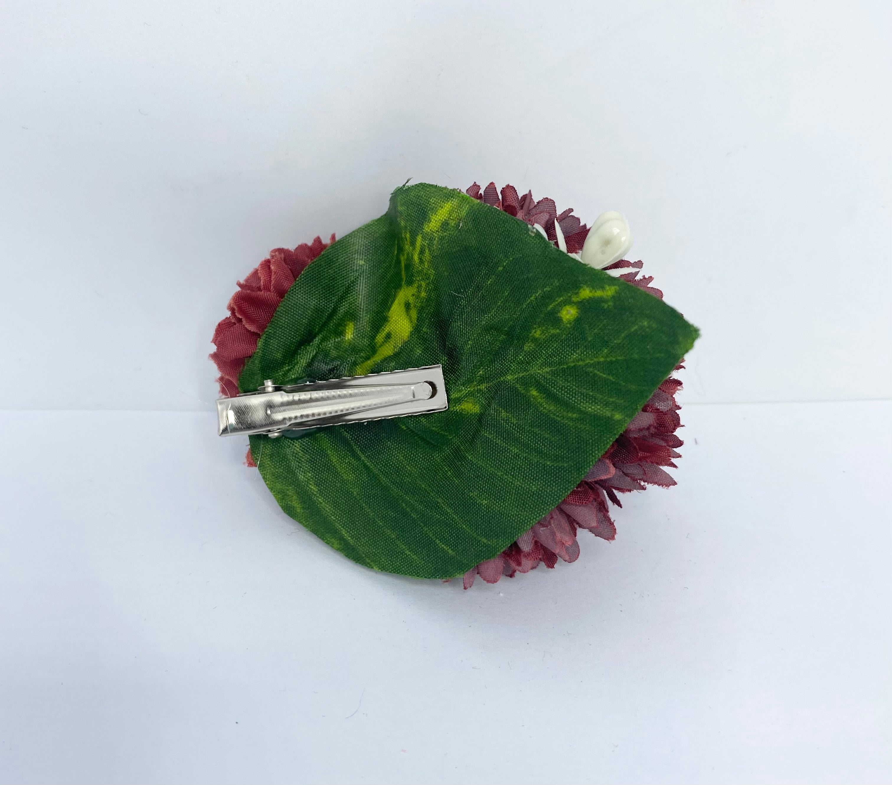 Burgundy Pom pom Vintage style Hair Flower. Pin-up 1940s/1950s hair clip