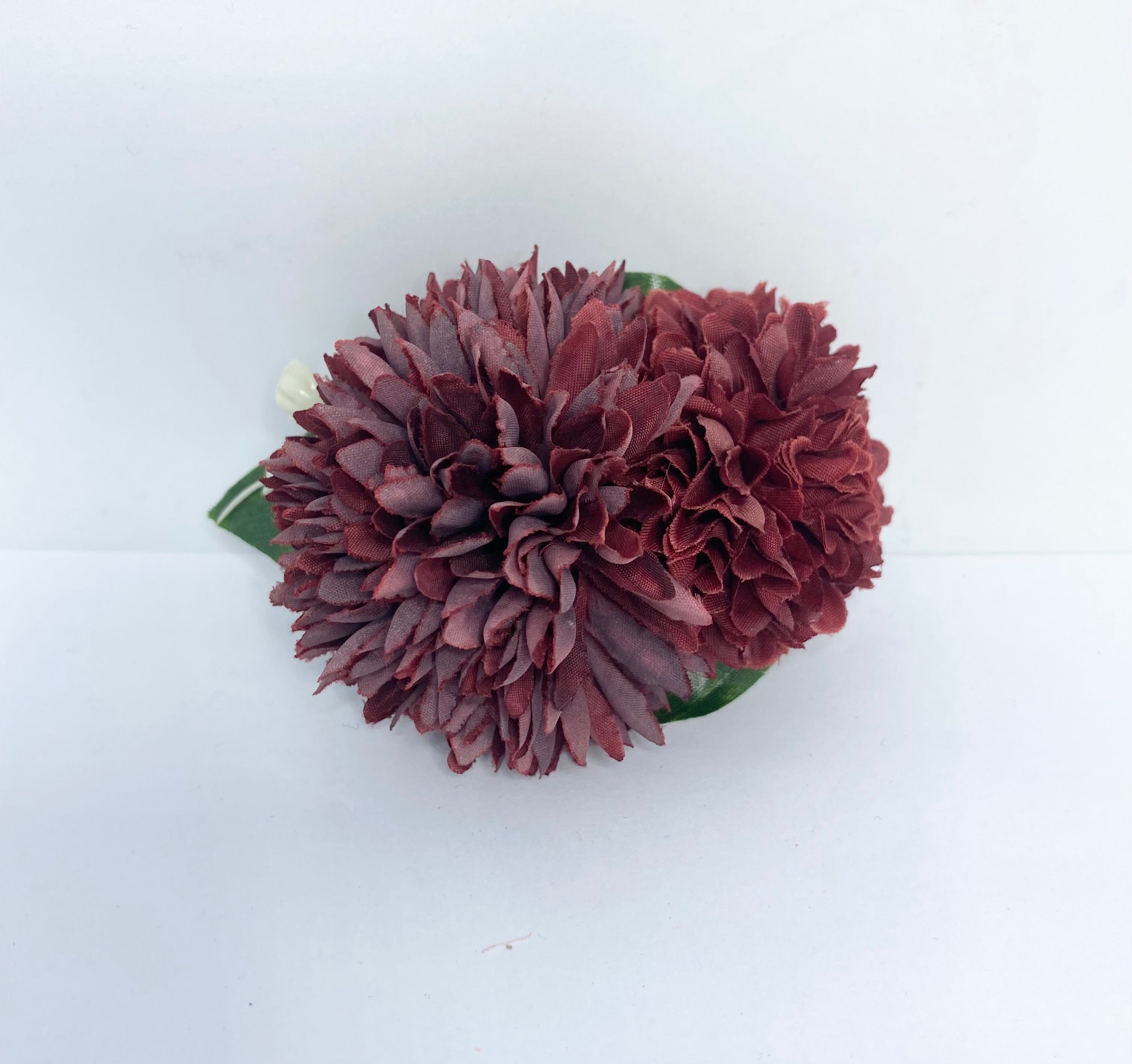 Burgundy Pom pom Vintage style Hair Flower. Pin-up 1940s/1950s hair clip