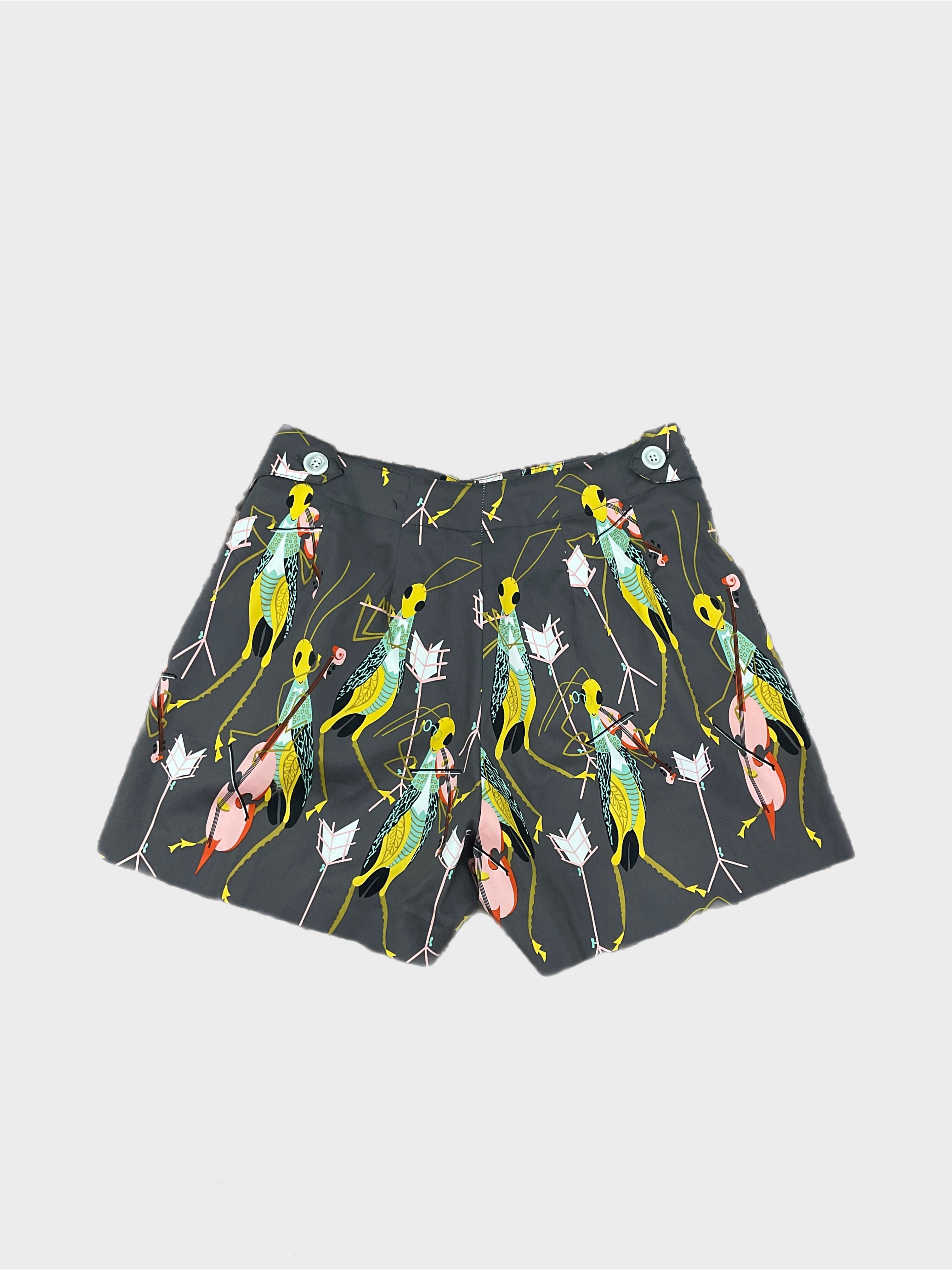 1940's Button Shorts Boppin Hopper Retrospec'd Clothing Novelty print pin-up beach shorts