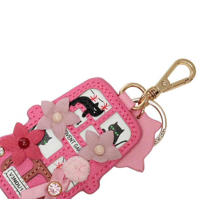 Vendula Pink Ribbon Foundation-London Cats & Corgis Floral Pink Bus Key Charm