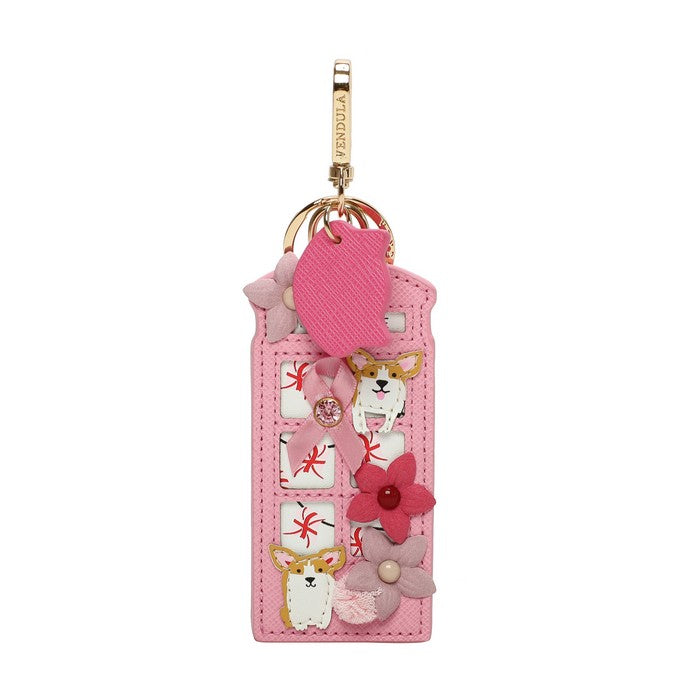 Vendula Pink Ribbon Foundation-London Cats & Corgis Floral Pink Telephone Key Charm