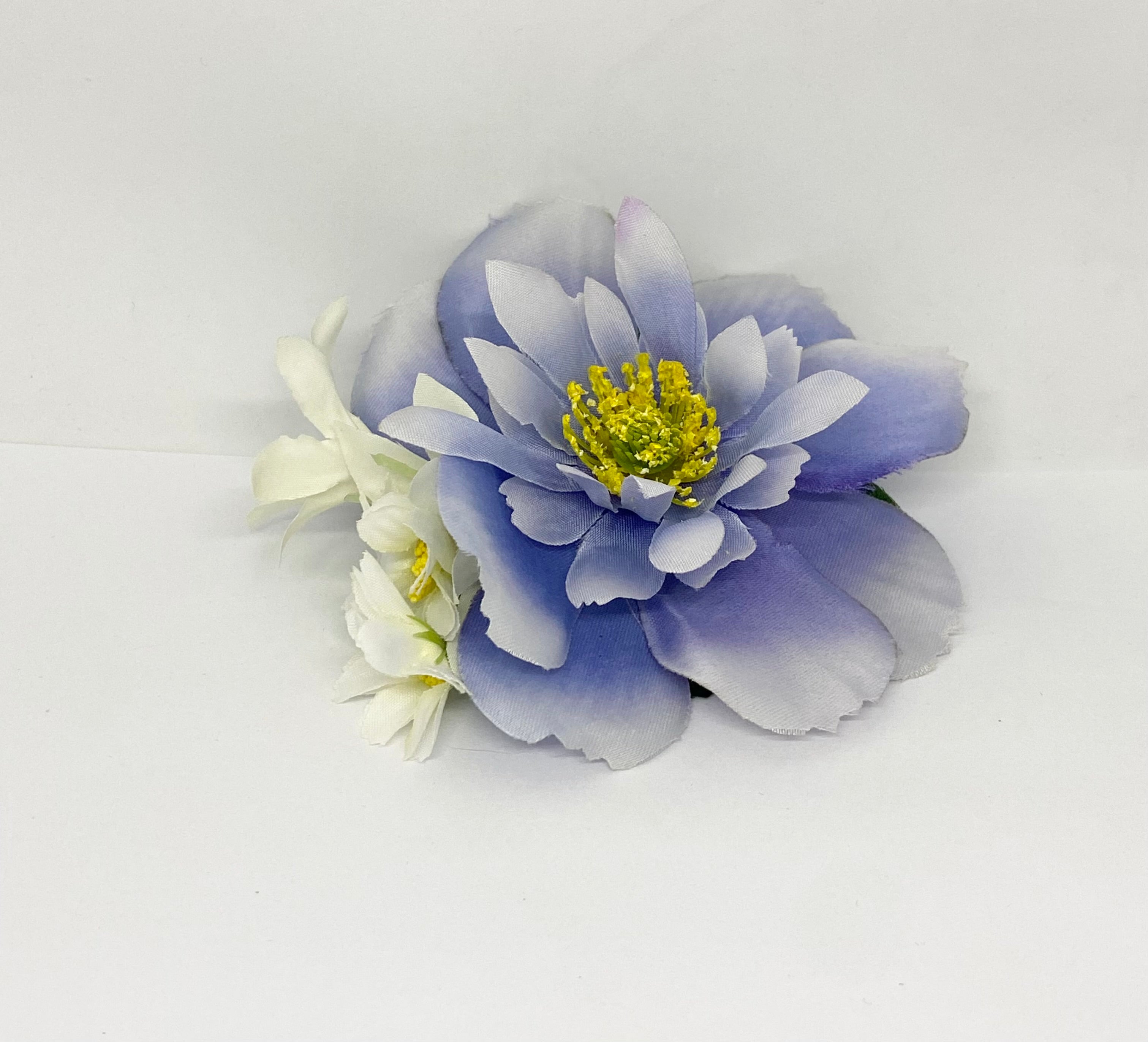 Cornflower blue large vintage style pin-up hair flower clip
