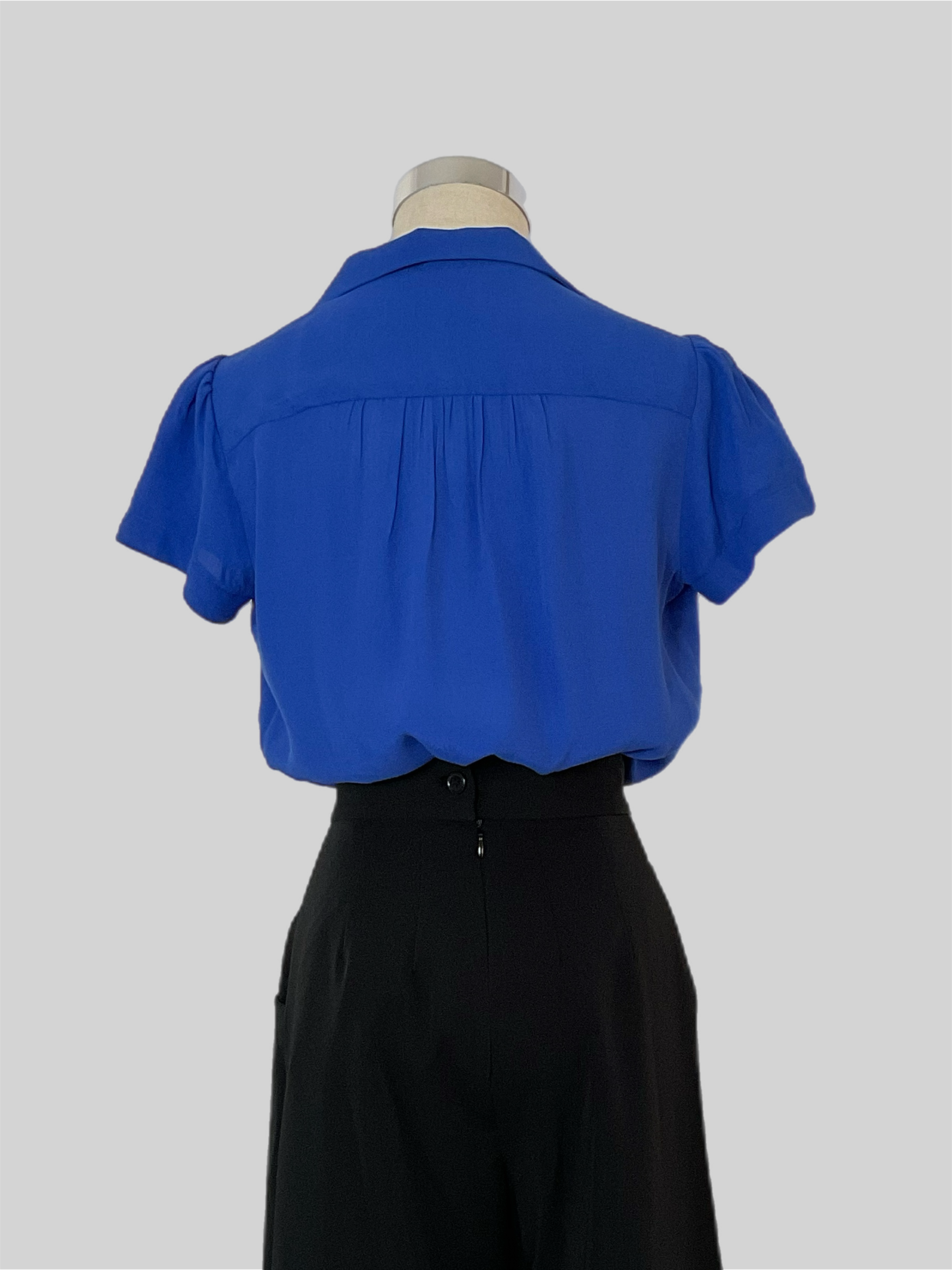 Evita 1940s vintage stye blouse with black Hepburn pants.