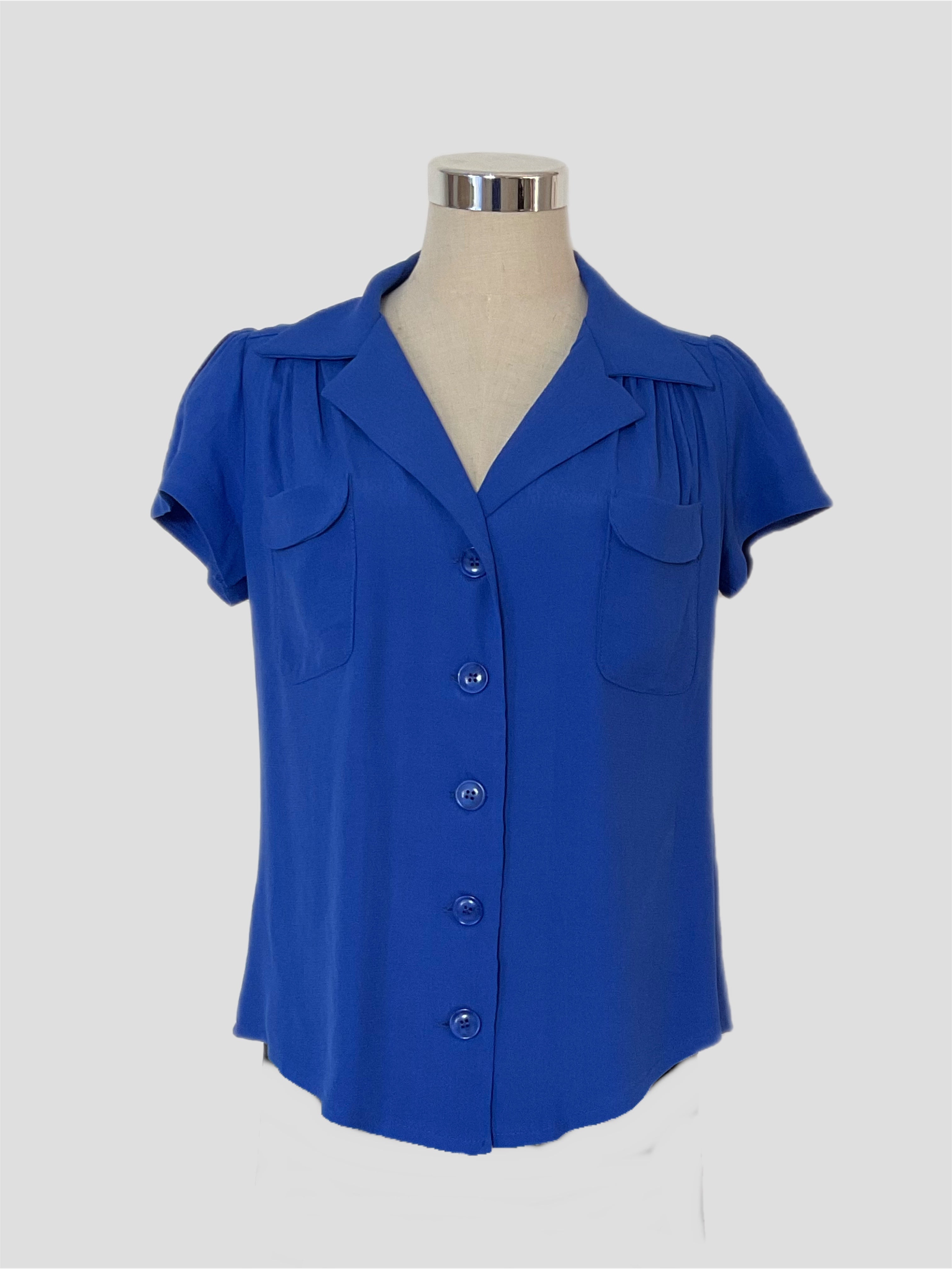 Evita 1940s vintage stye blouse with black Hepburn pants.