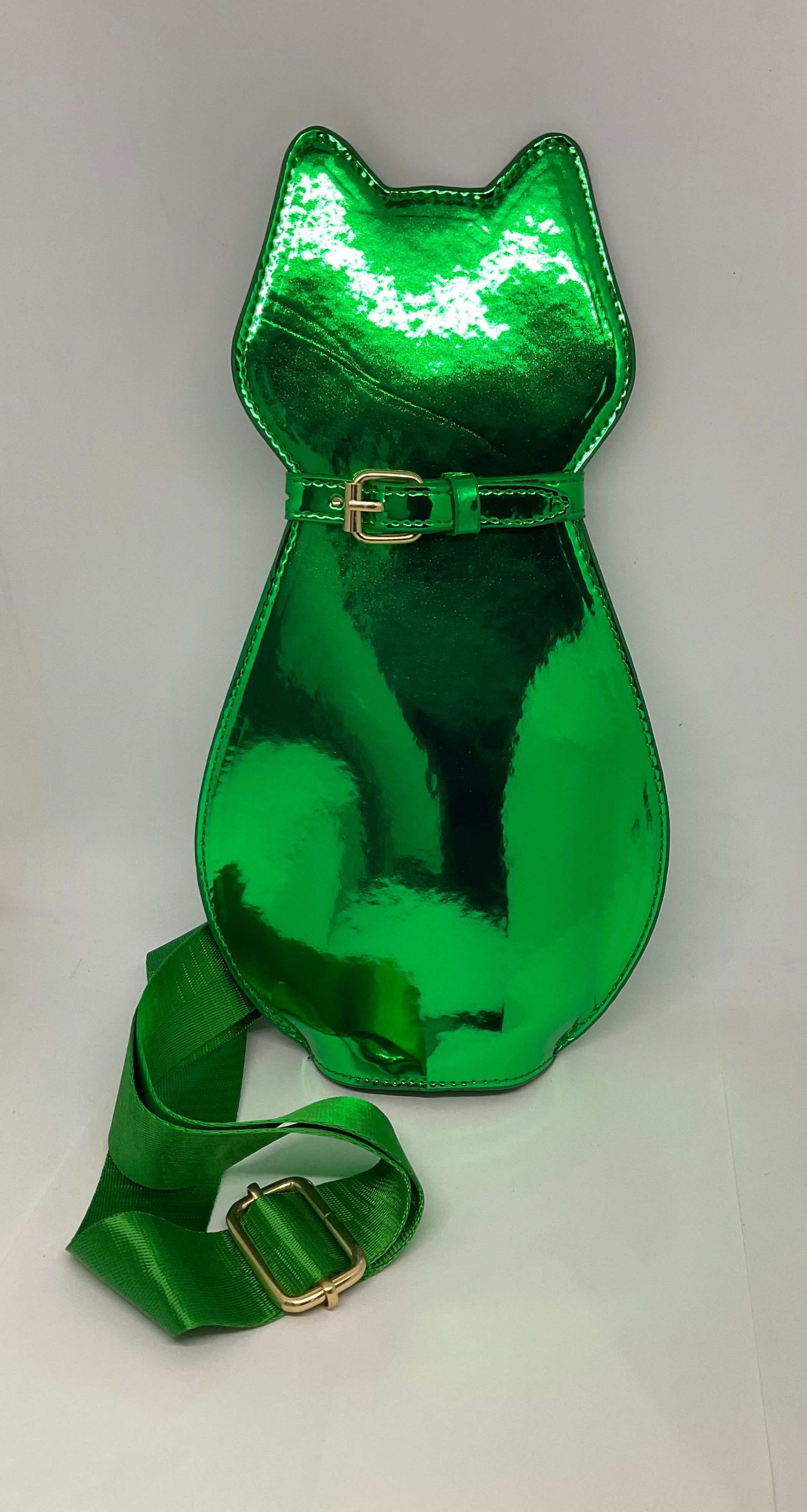 Green Shiny Cat  Novelty Bag