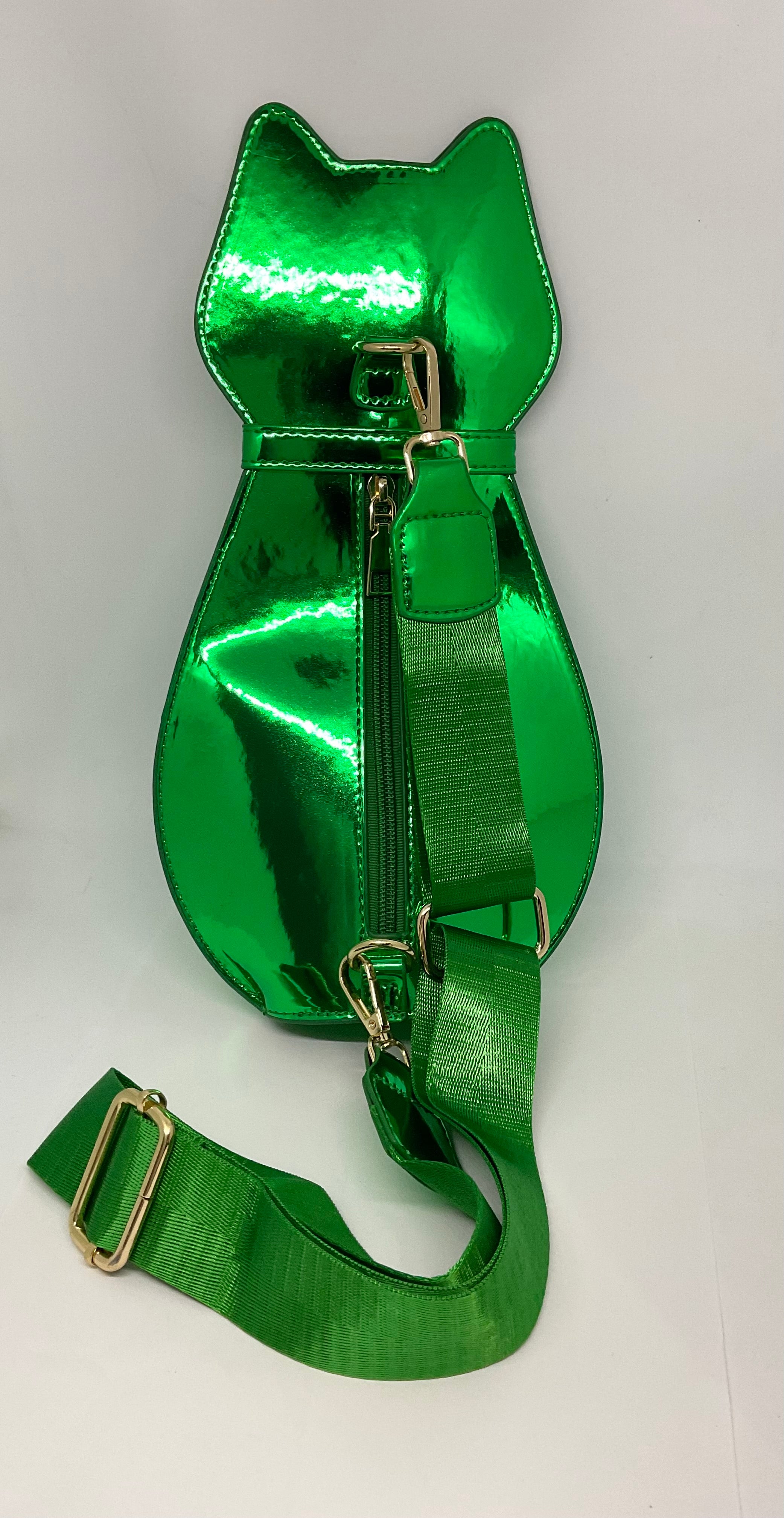 Green Shiny Cat  Novelty Bag