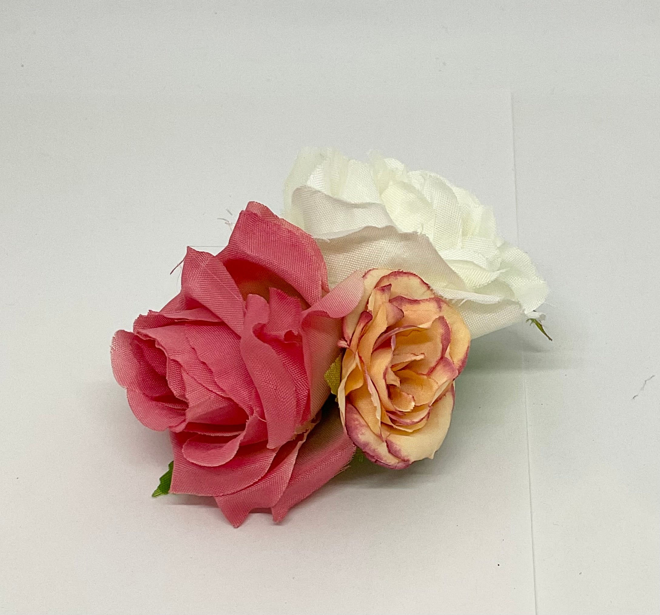 Coral/white Rose Cluster Hair Flower