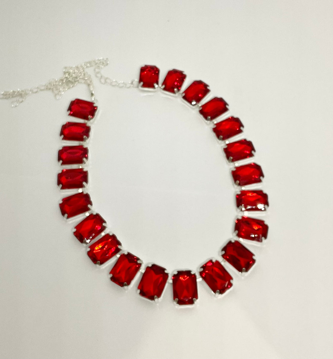 Rectangle Gem Necklace Red – Retrospec'd Clothing