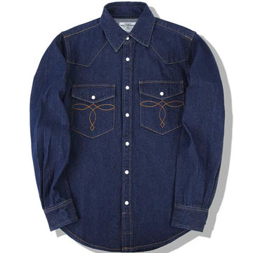 American Retro Washed Denim Shirt Dark Blue