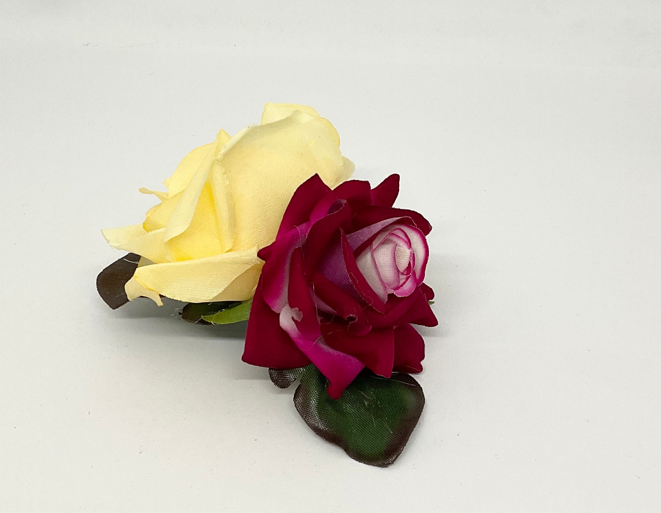 Large yellow Rose and small red 1940’s / 1950’s Style Hair Flower