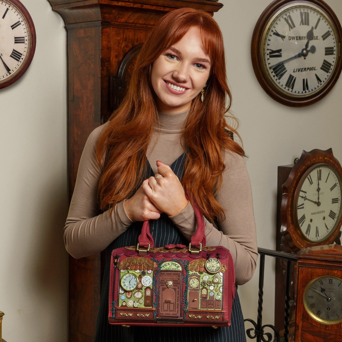 Vendula Tick Tock Clock Shop Speedy Bowler Bag