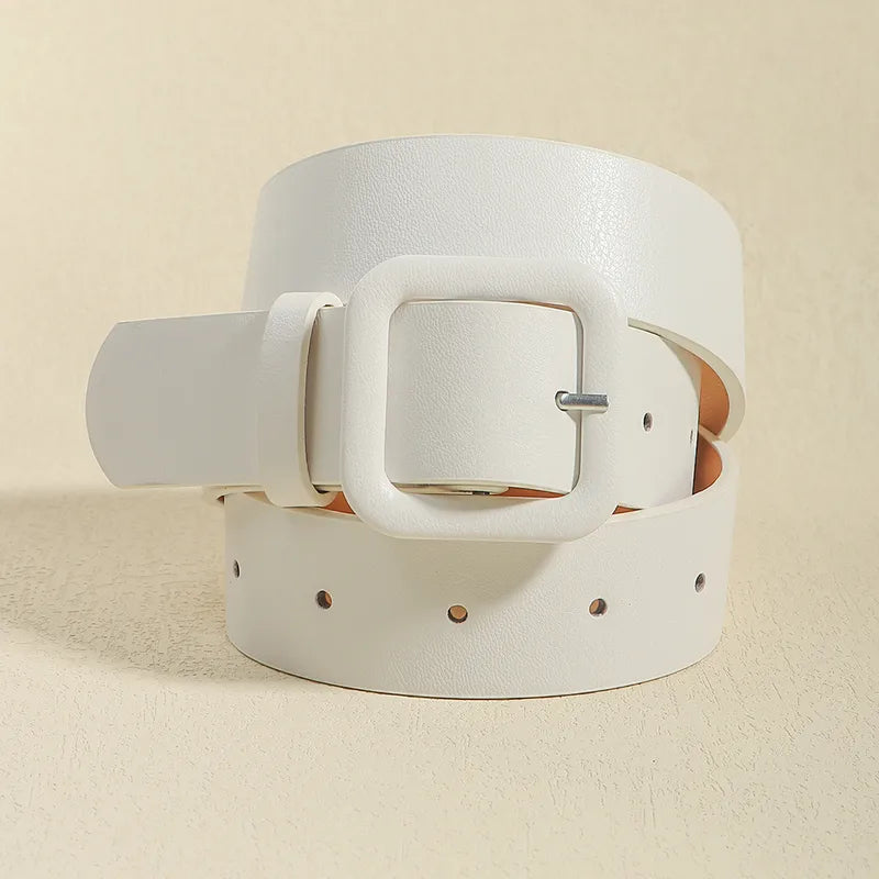 Wide Buckle  Belt White