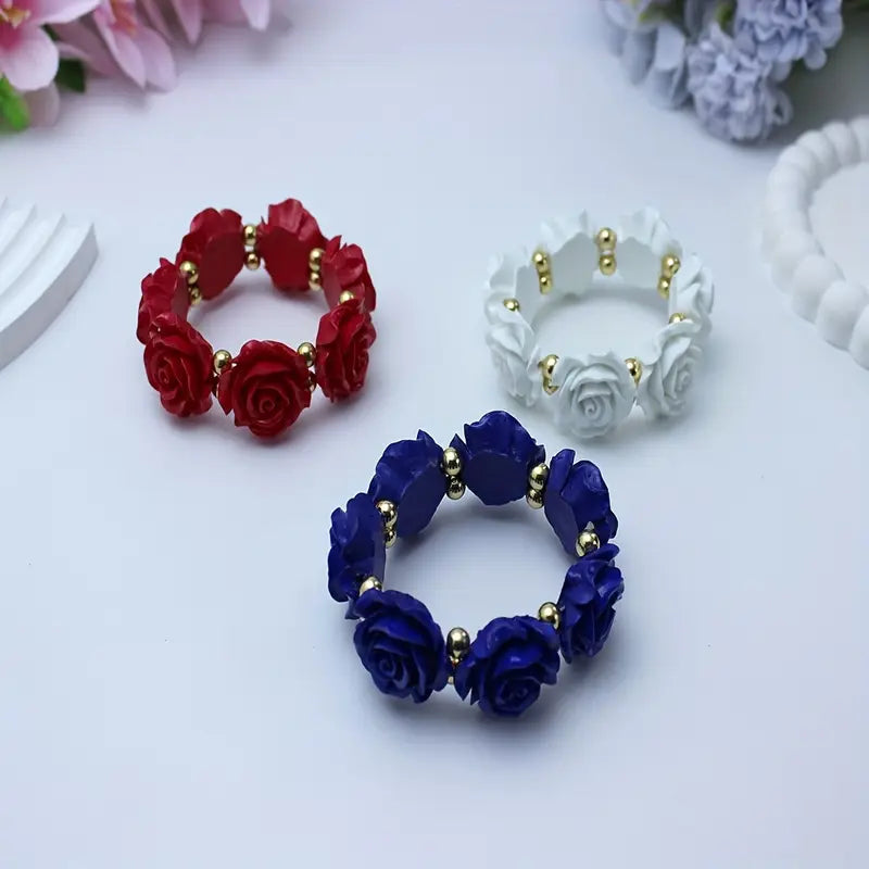 Rose Bud Red Stretch Vintage style Bangle