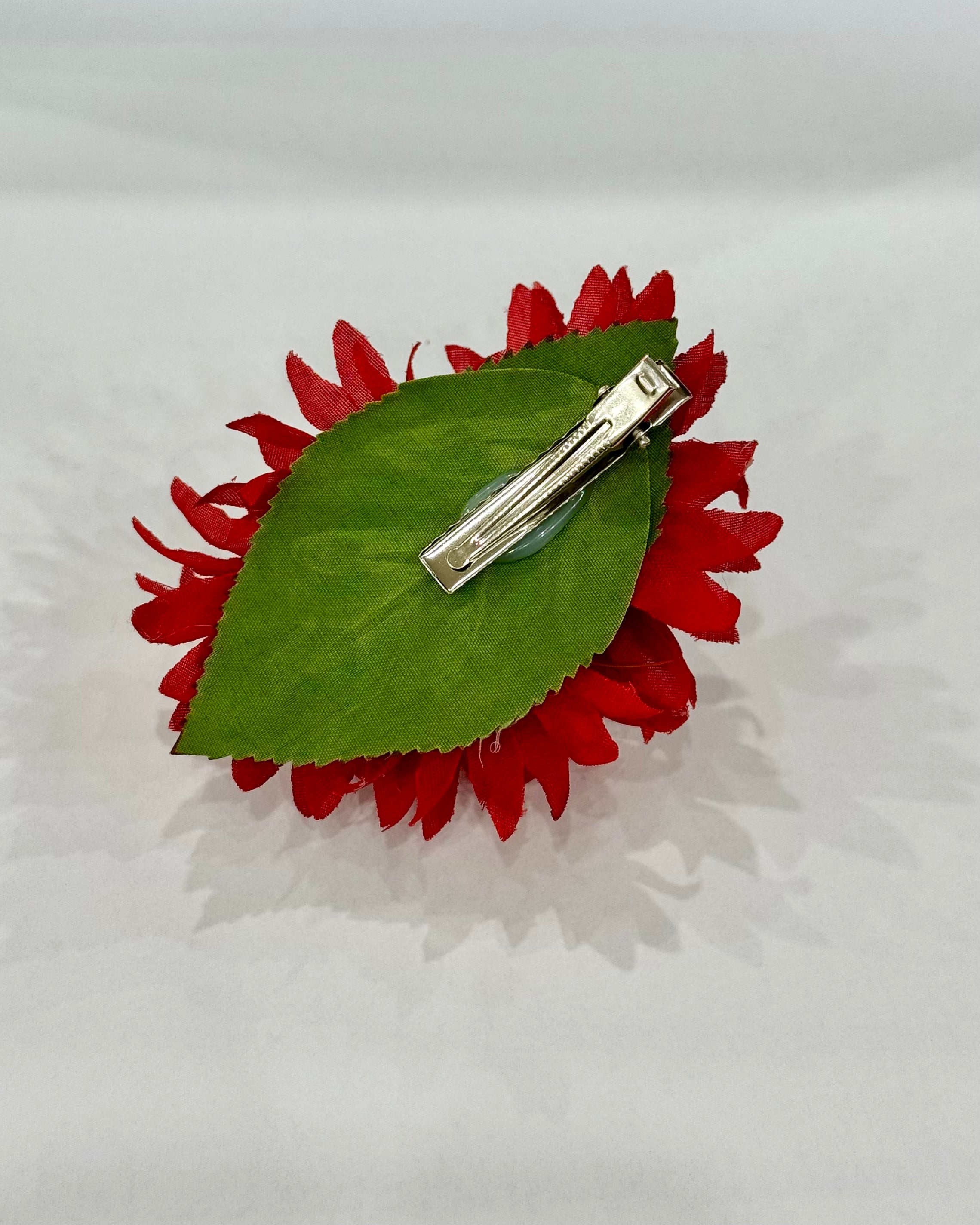 Spring Red Daisy Hair Flower Clip