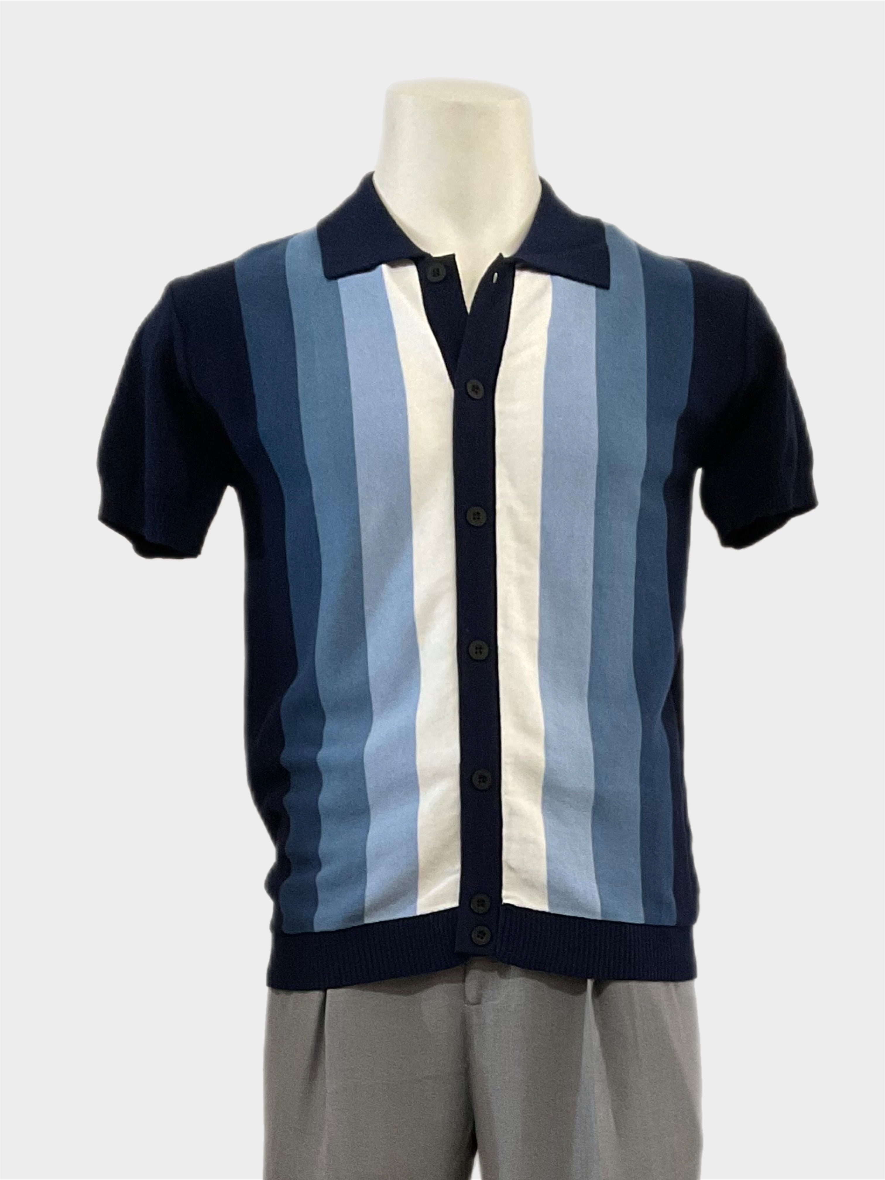 Fred Mod Knit Navy Blue Multi Stripe