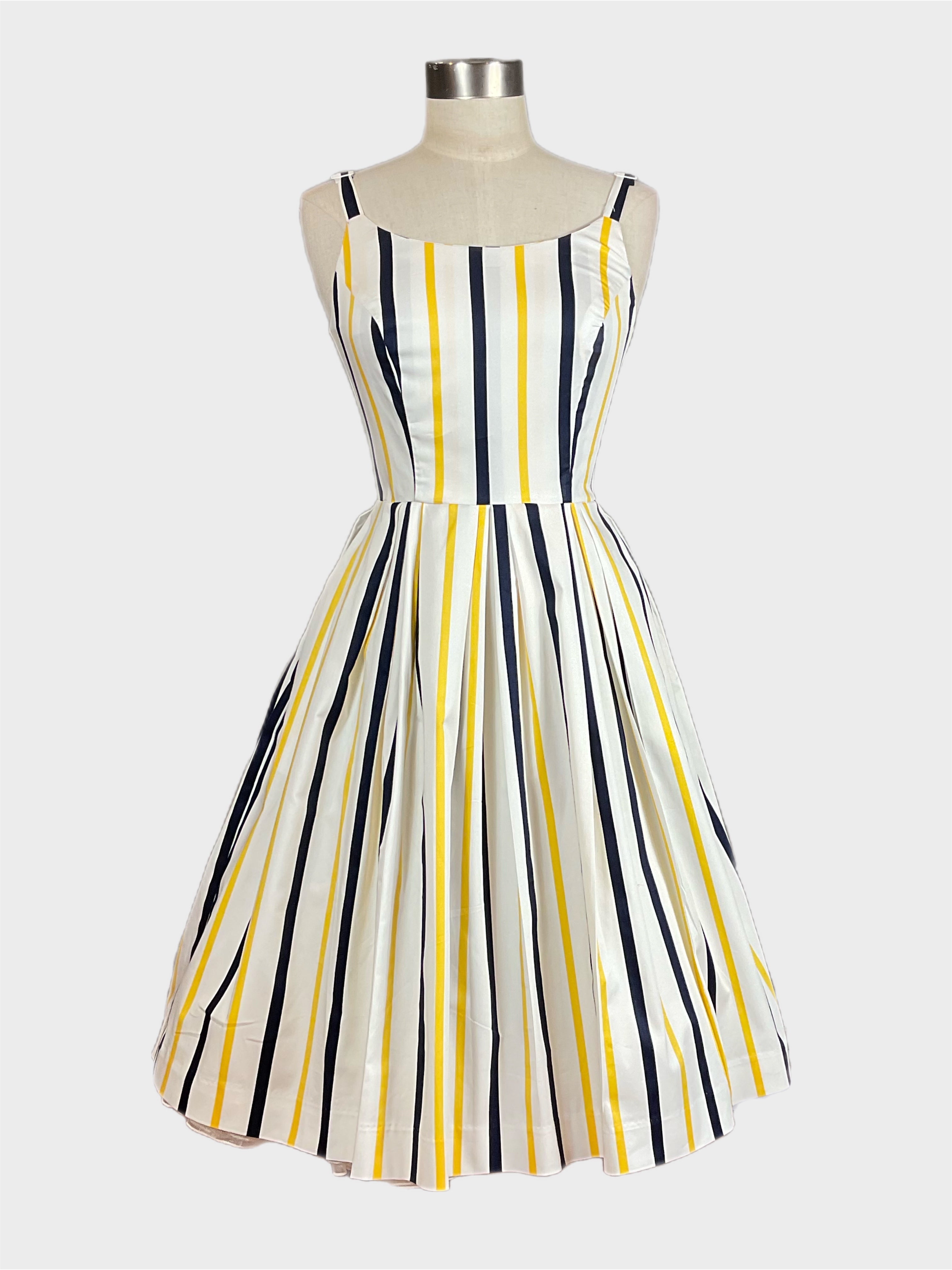 Fifi  Yellow/ Navy stripe Vintage 1950’s Style Dress