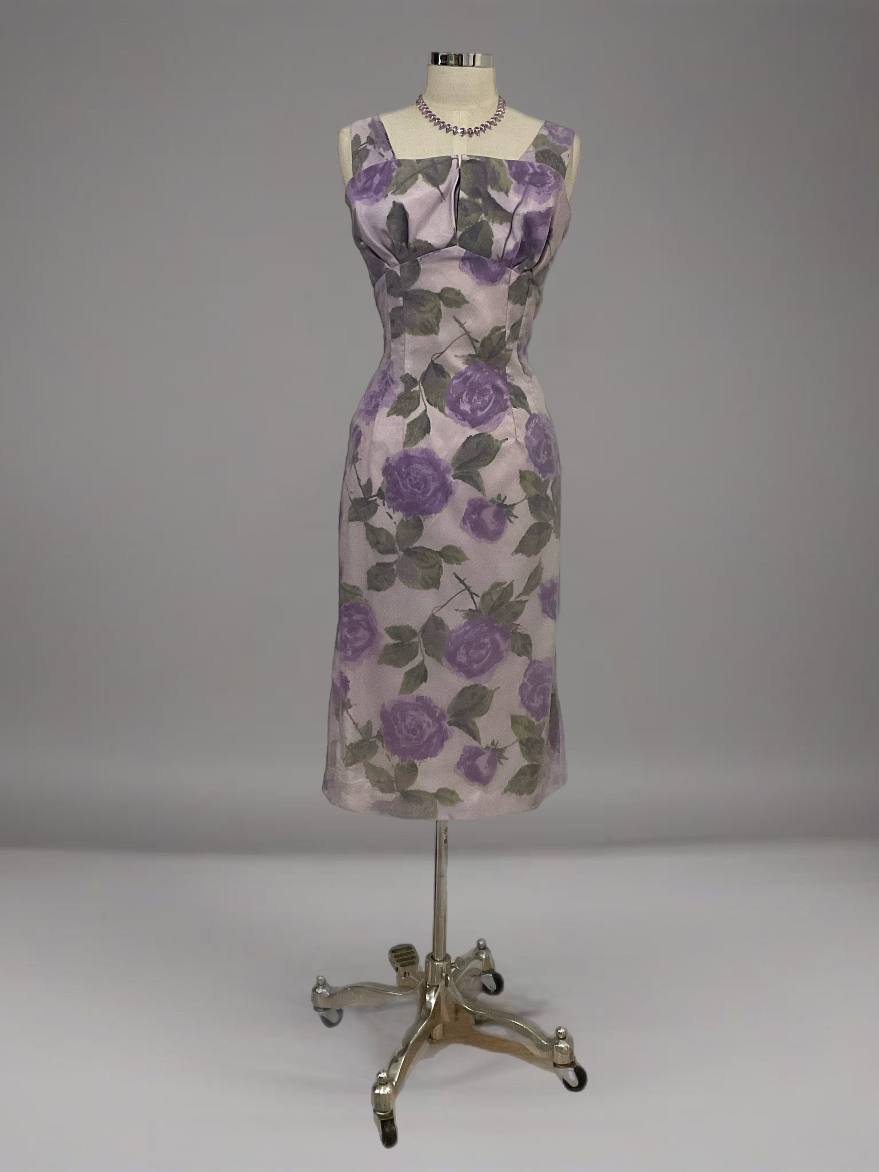 Vintage Original 1950’s /1960s Purple Rose Pencil Dress