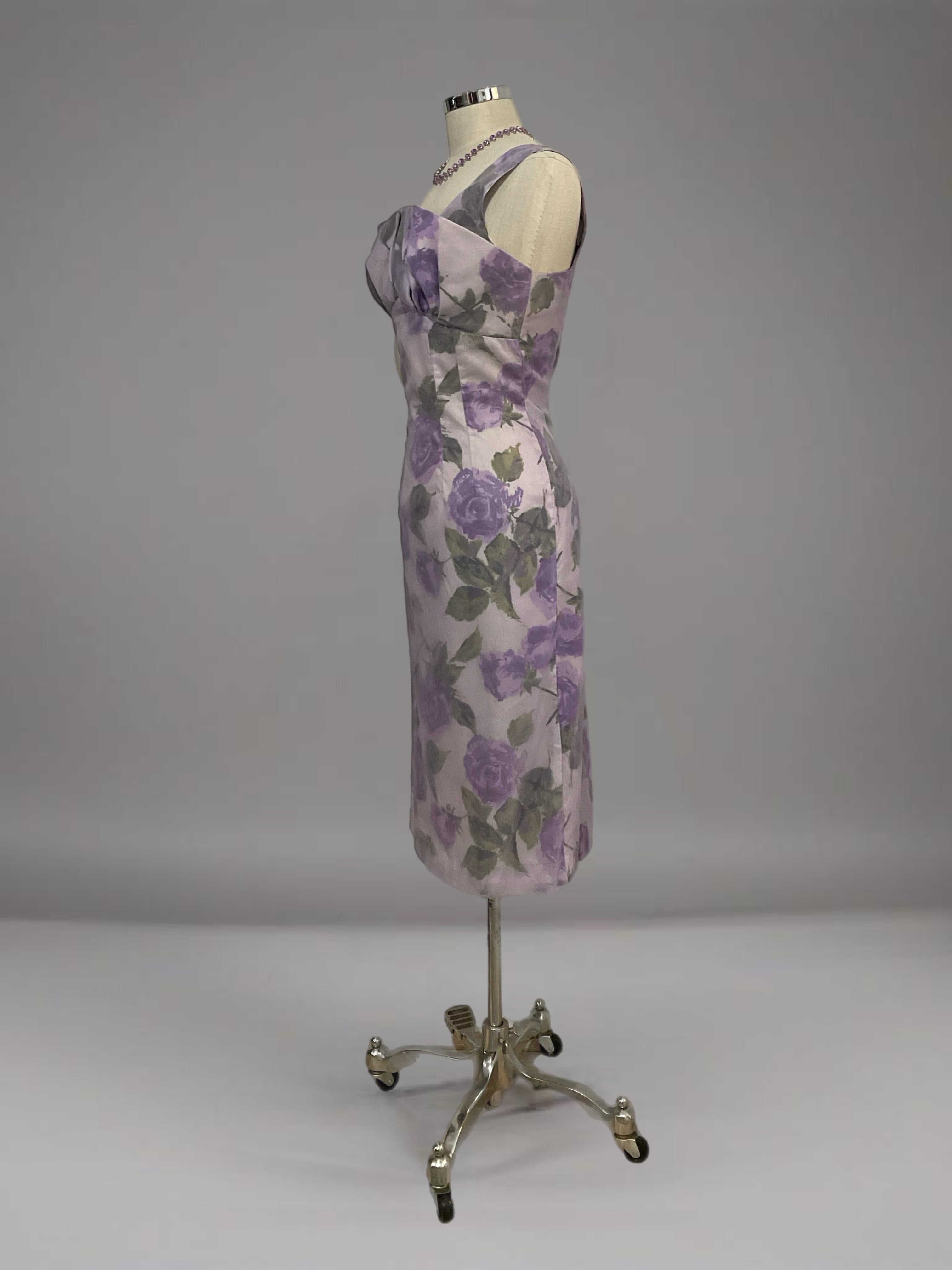 Vintage Original 1950’s /1960s Purple Rose Pencil Dress