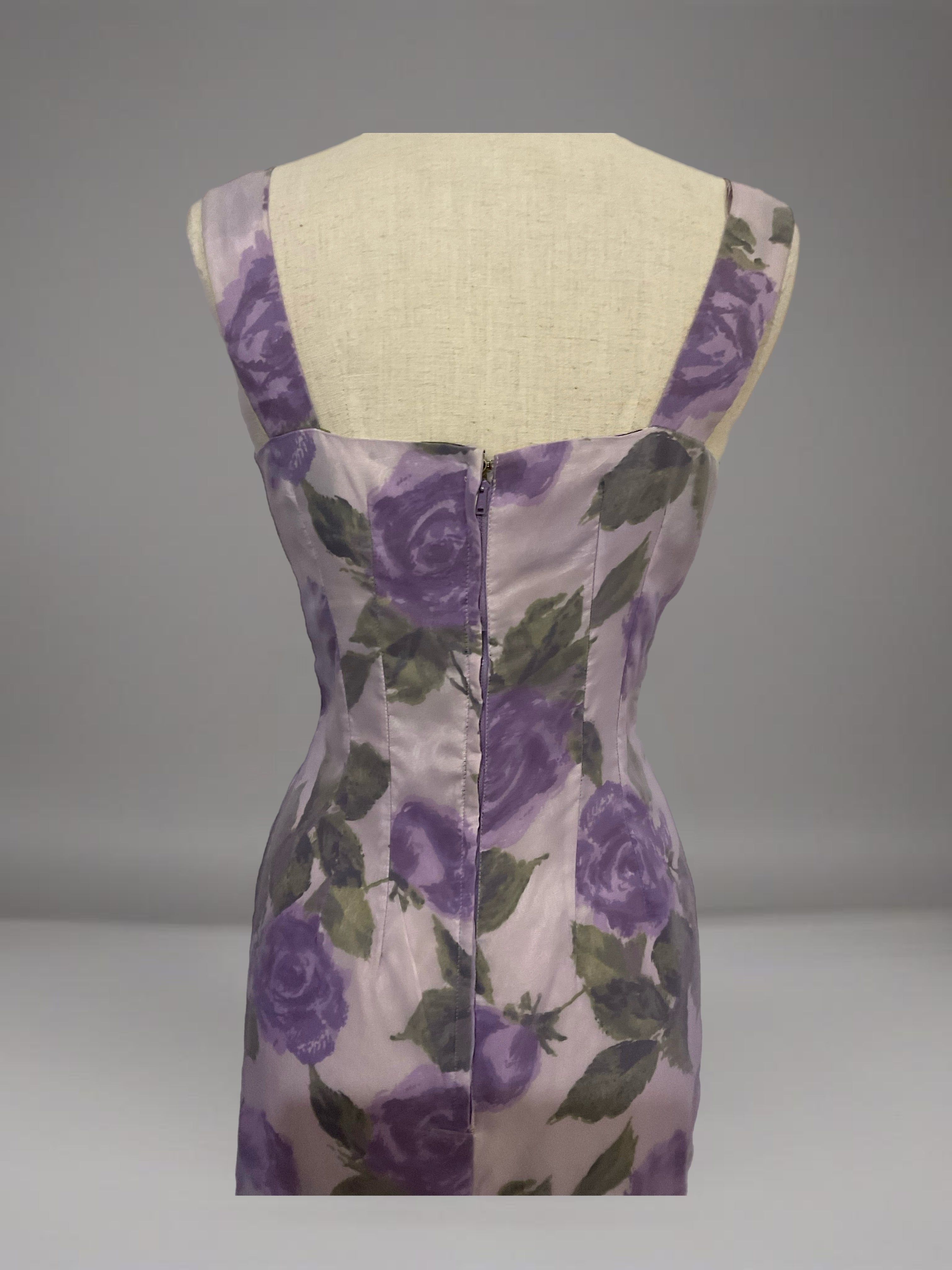 Vintage Original 1950’s /1960s Purple Rose Pencil Dress