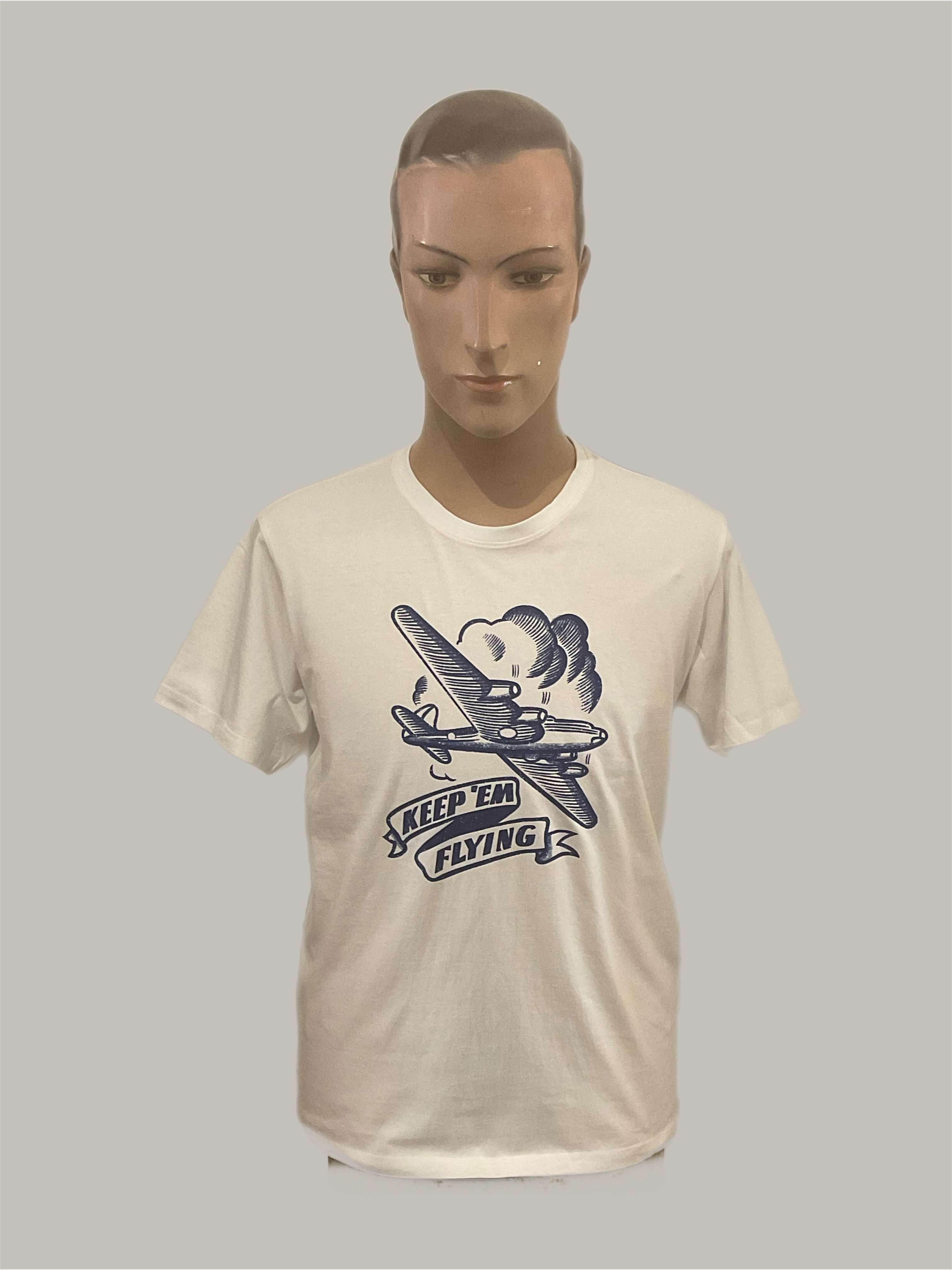 Retro  T shirt Keep’em Flying  White  Mens