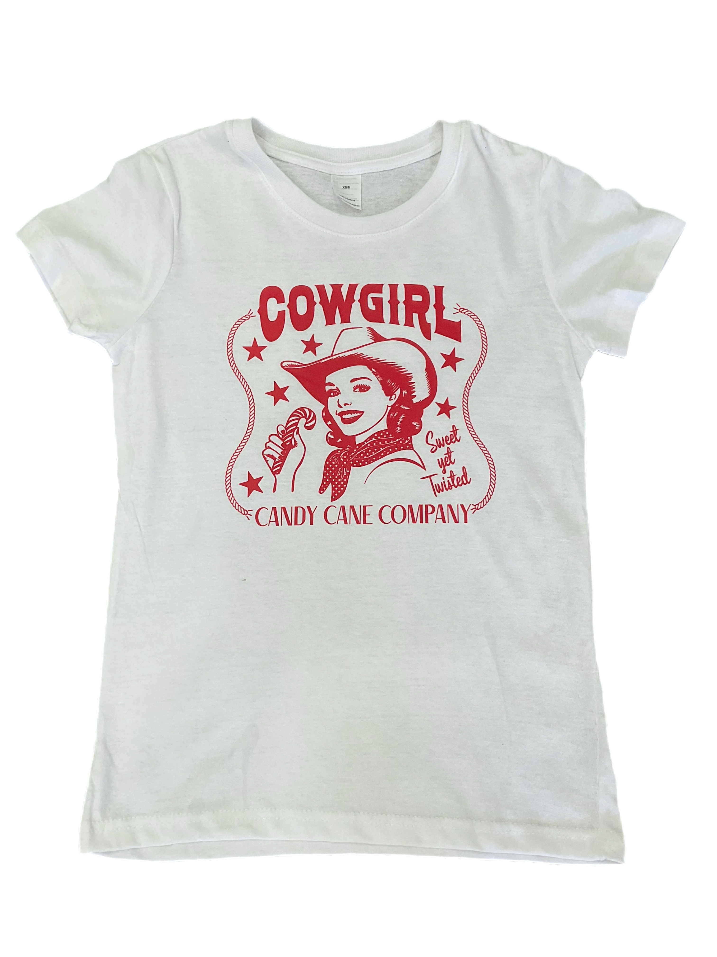 Candy cane Cowgirl Christmas  Vintage T-Shirt White