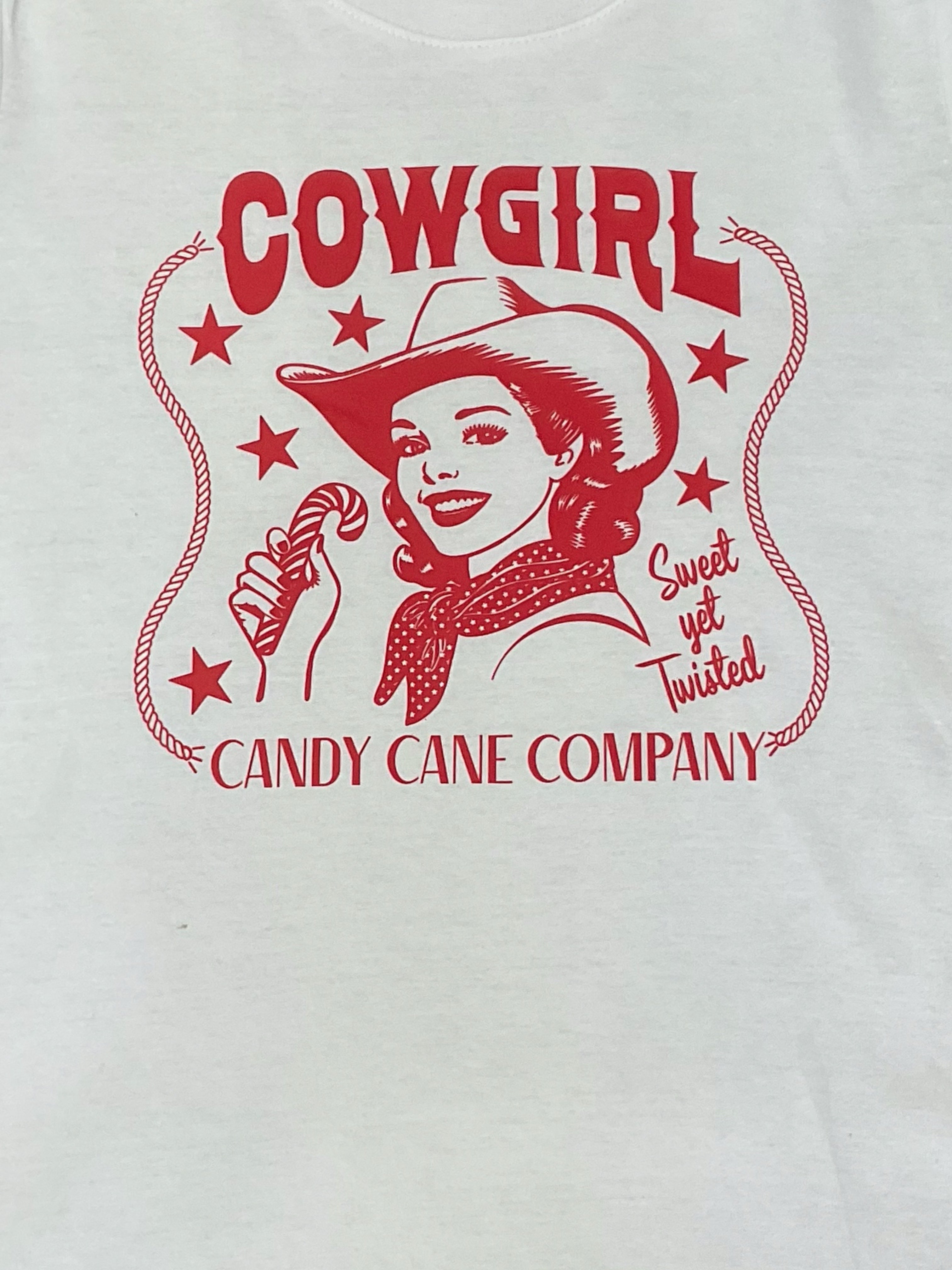 Candy cane Cowgirl Christmas  Vintage T-Shirt White