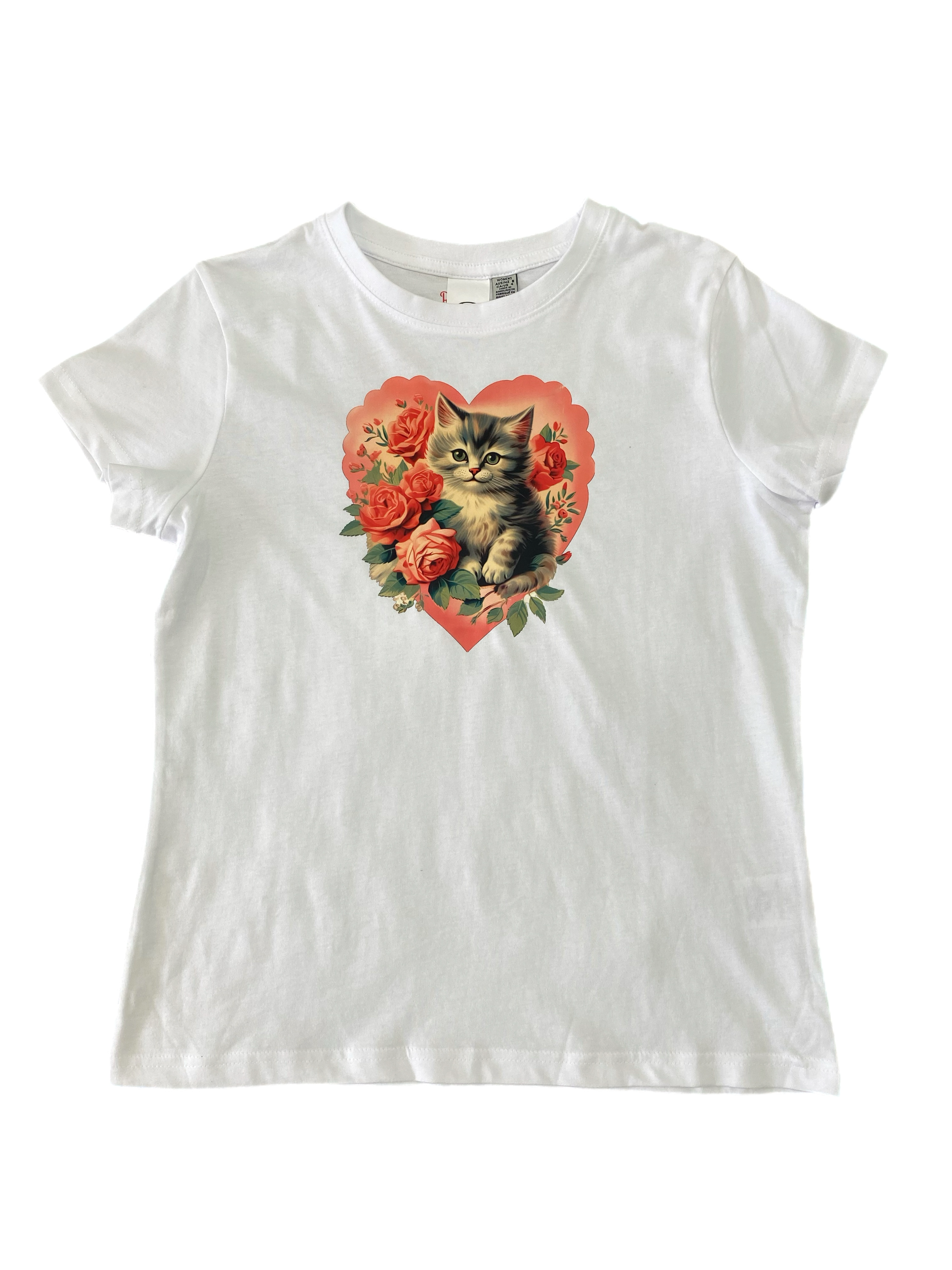 Valentine Kitten  Vintage T-Shirt White