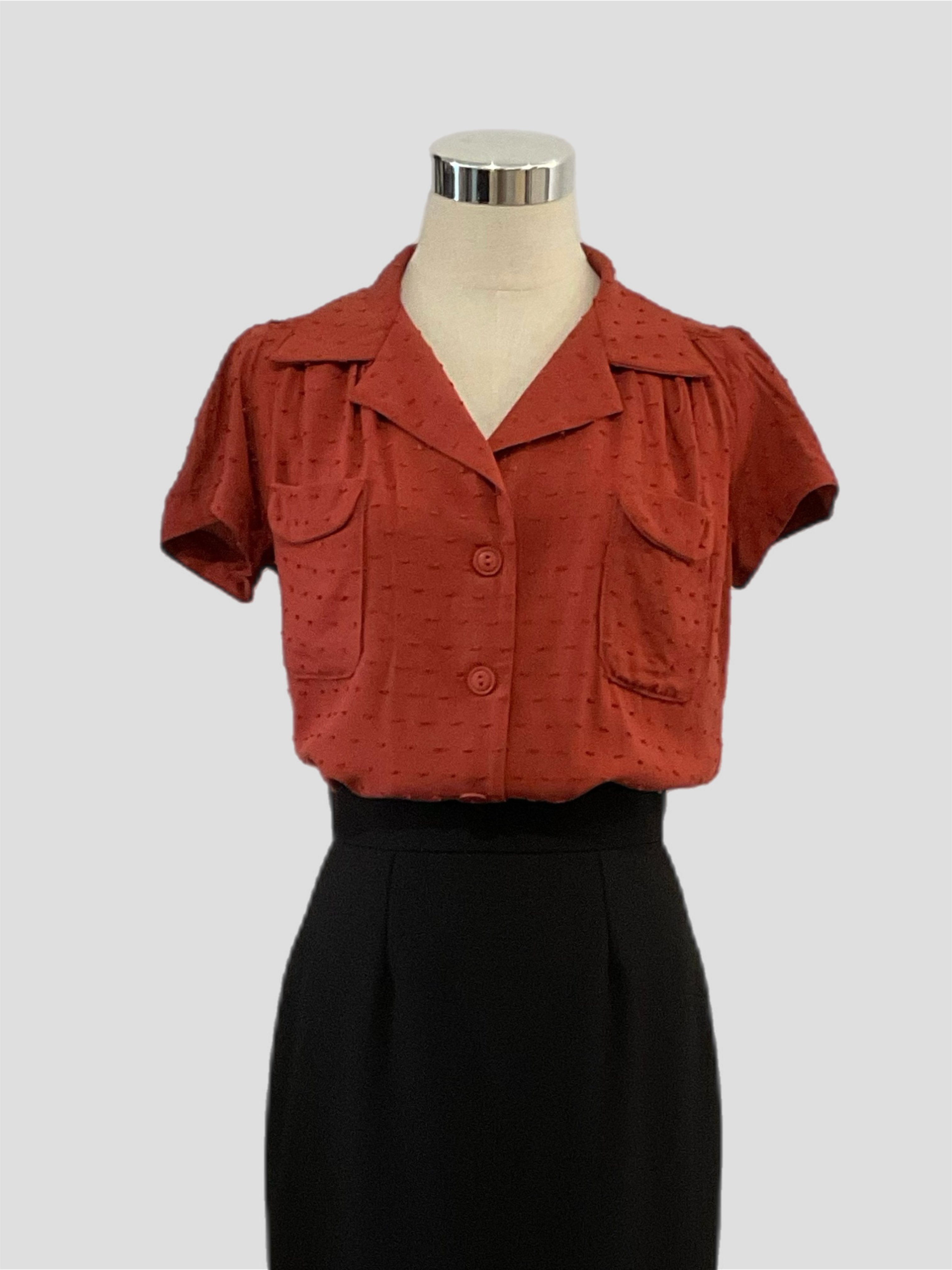 Evita  Rust Textured 1940’s vintage Style Blouse