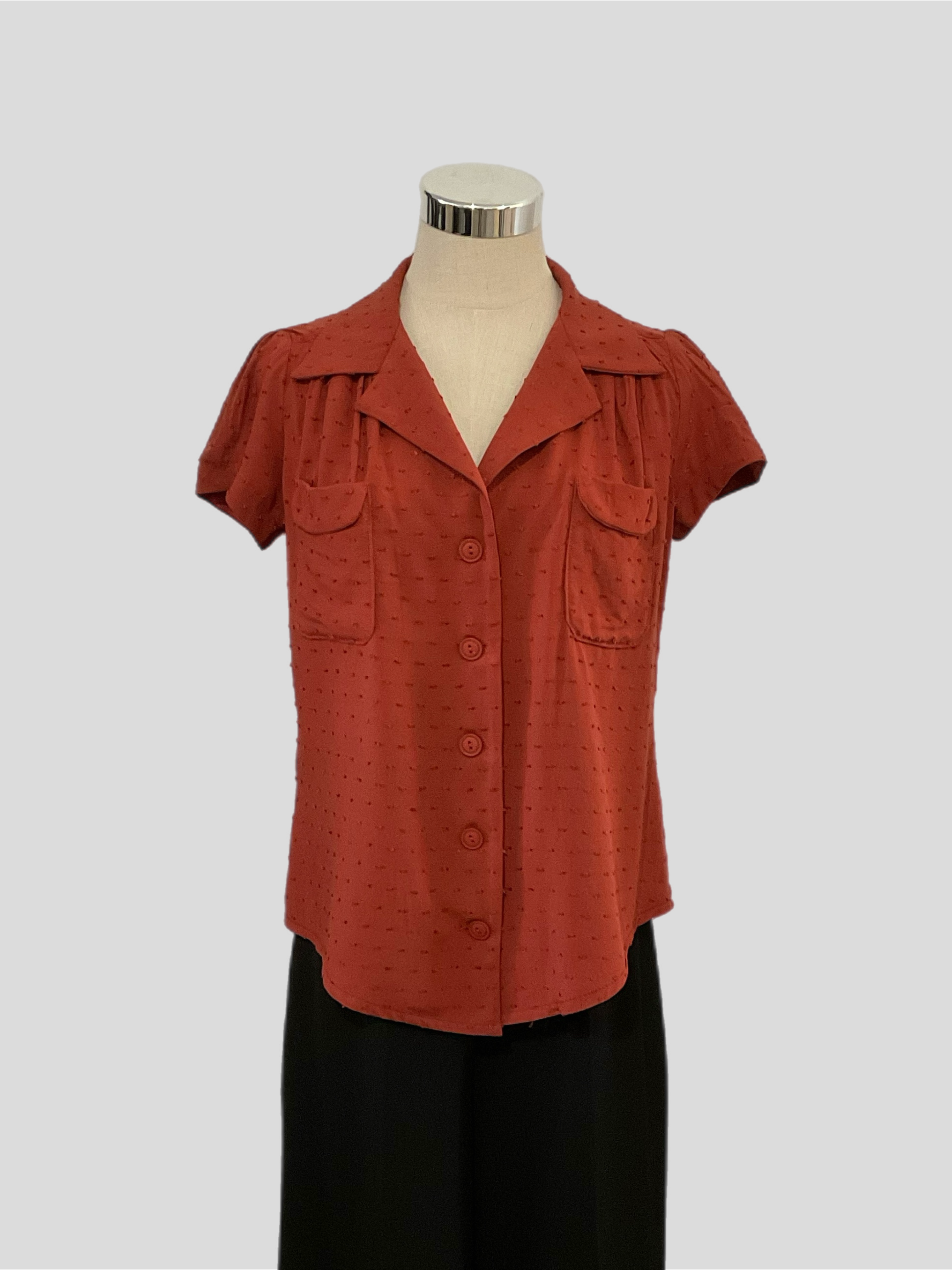 Evita  Rust Textured 1940’s vintage Style Blouse