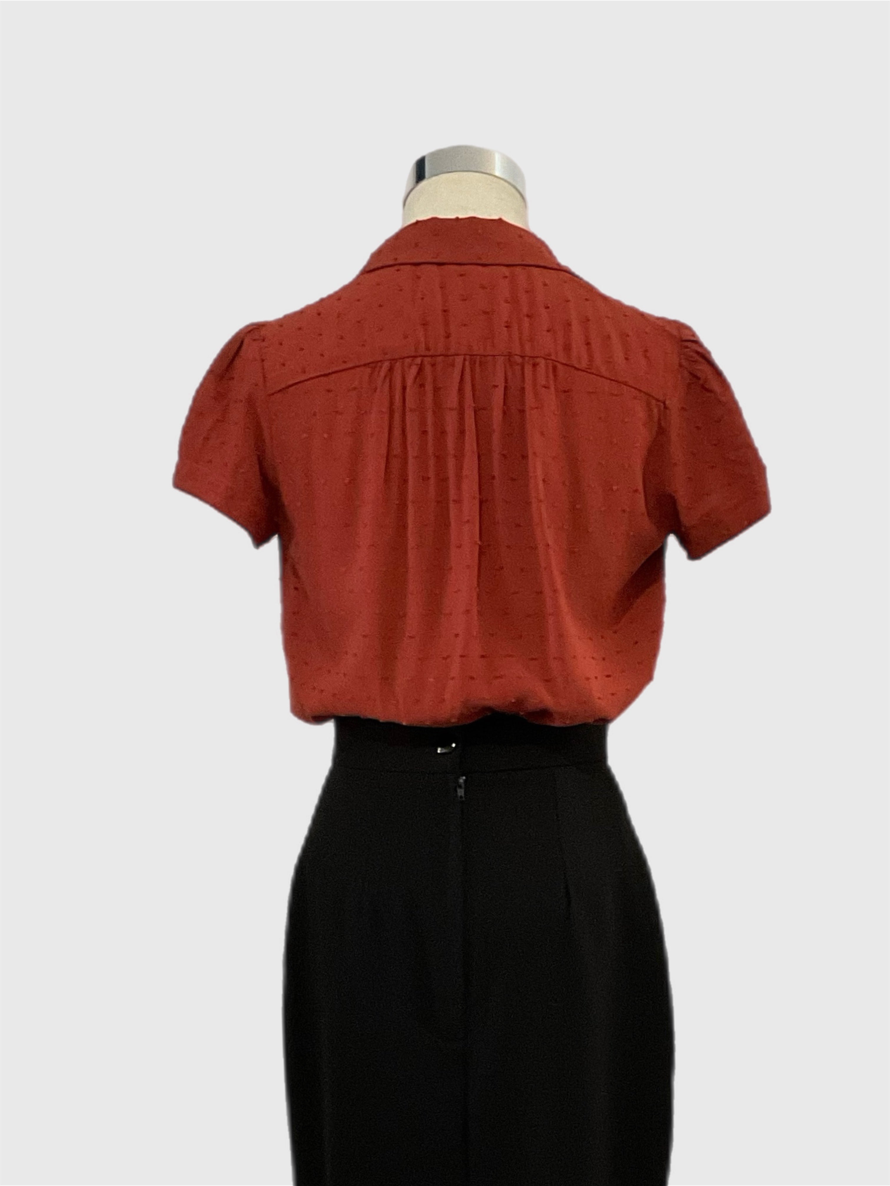 Evita  Rust Textured 1940’s vintage Style Blouse