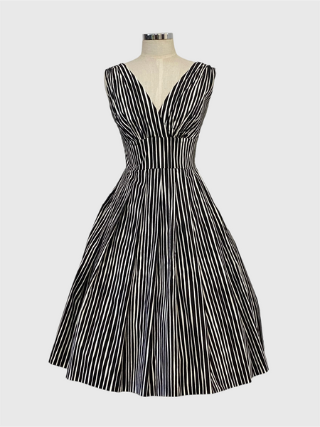 Vivian Black/White stripe Vintage Style Dress Vintage Dress