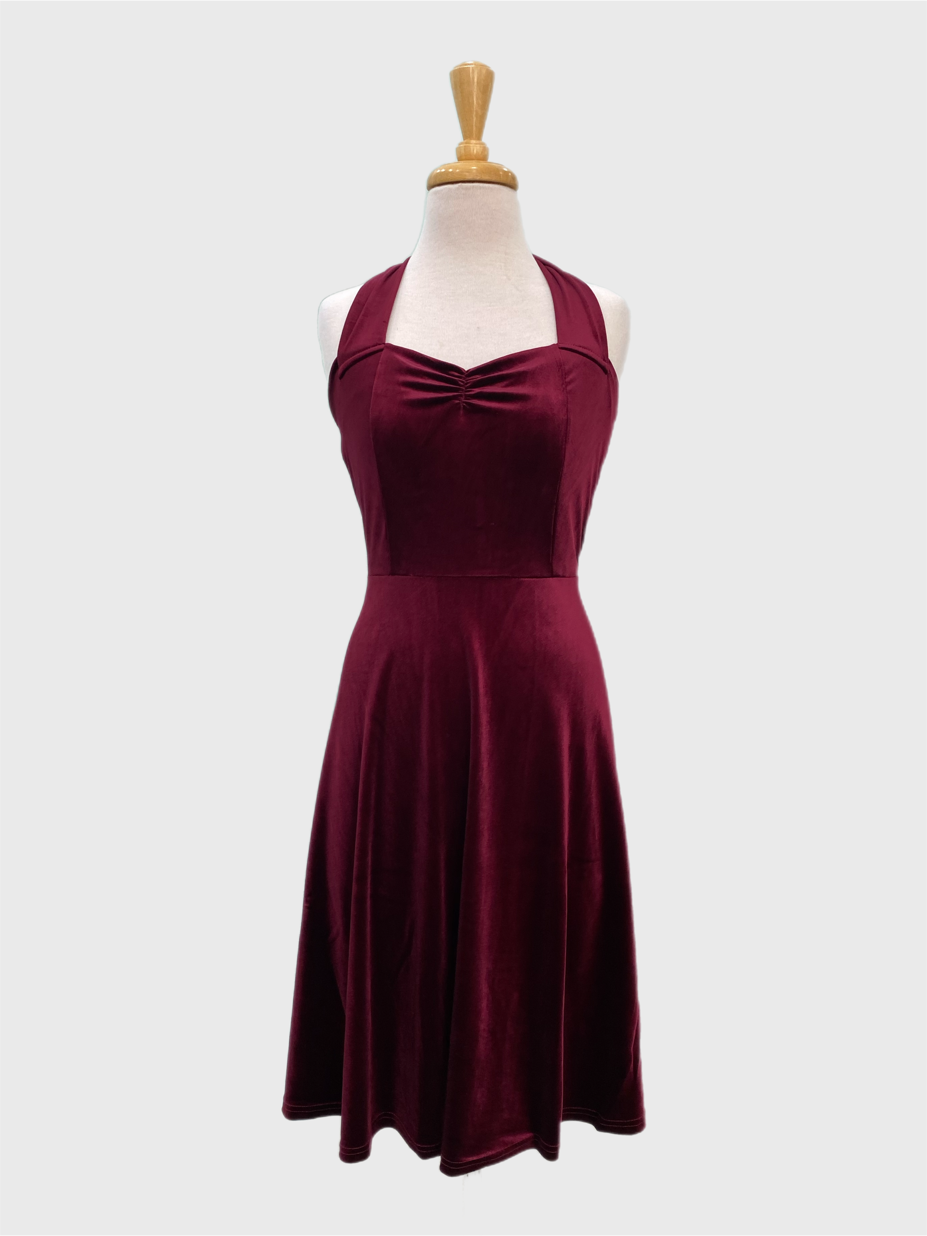 Sherri Velvet Vintage style Dress Burgundy