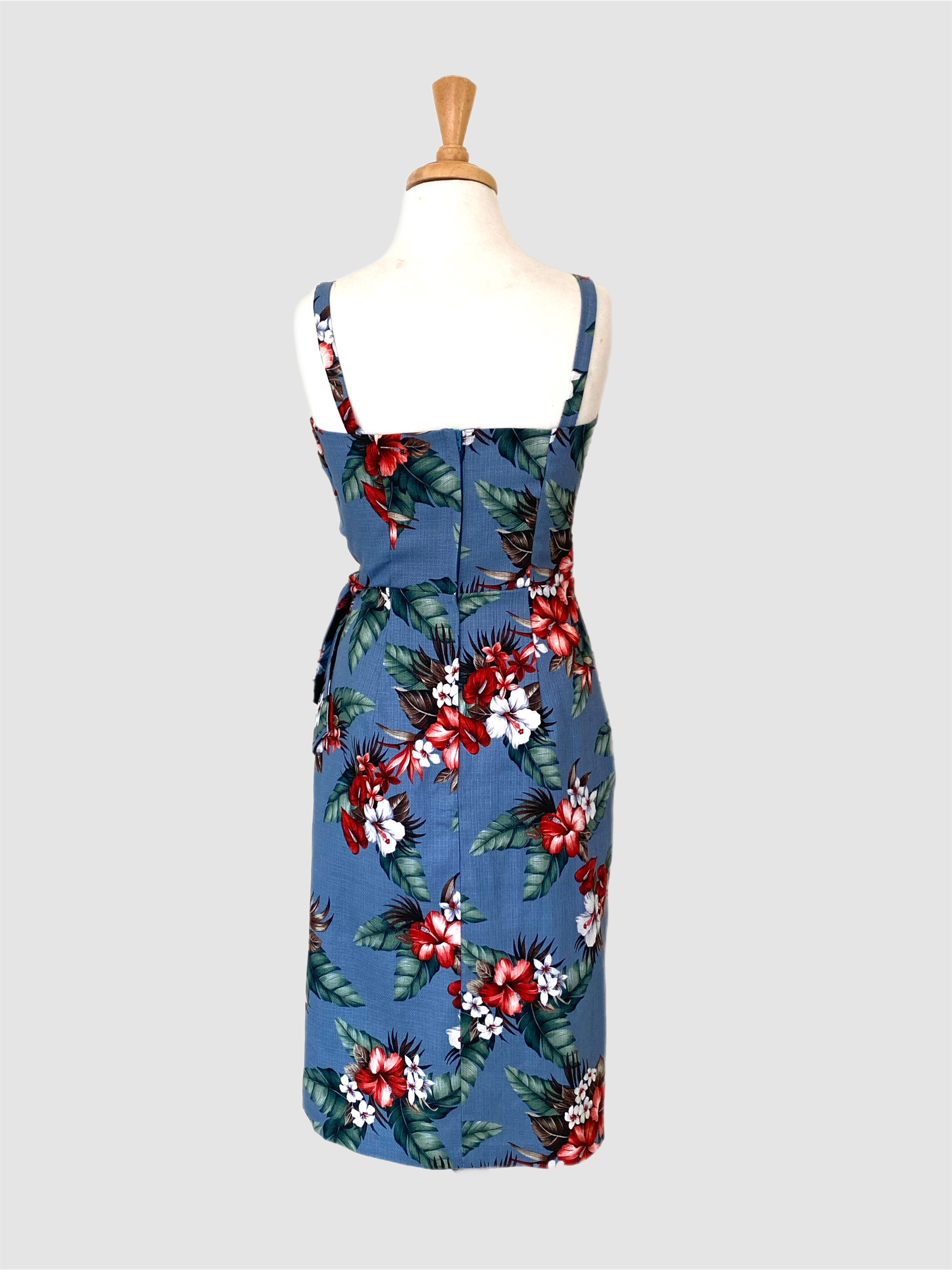 Lou-Anne  Blue Hawaiian Sarong Vintage style Dress
