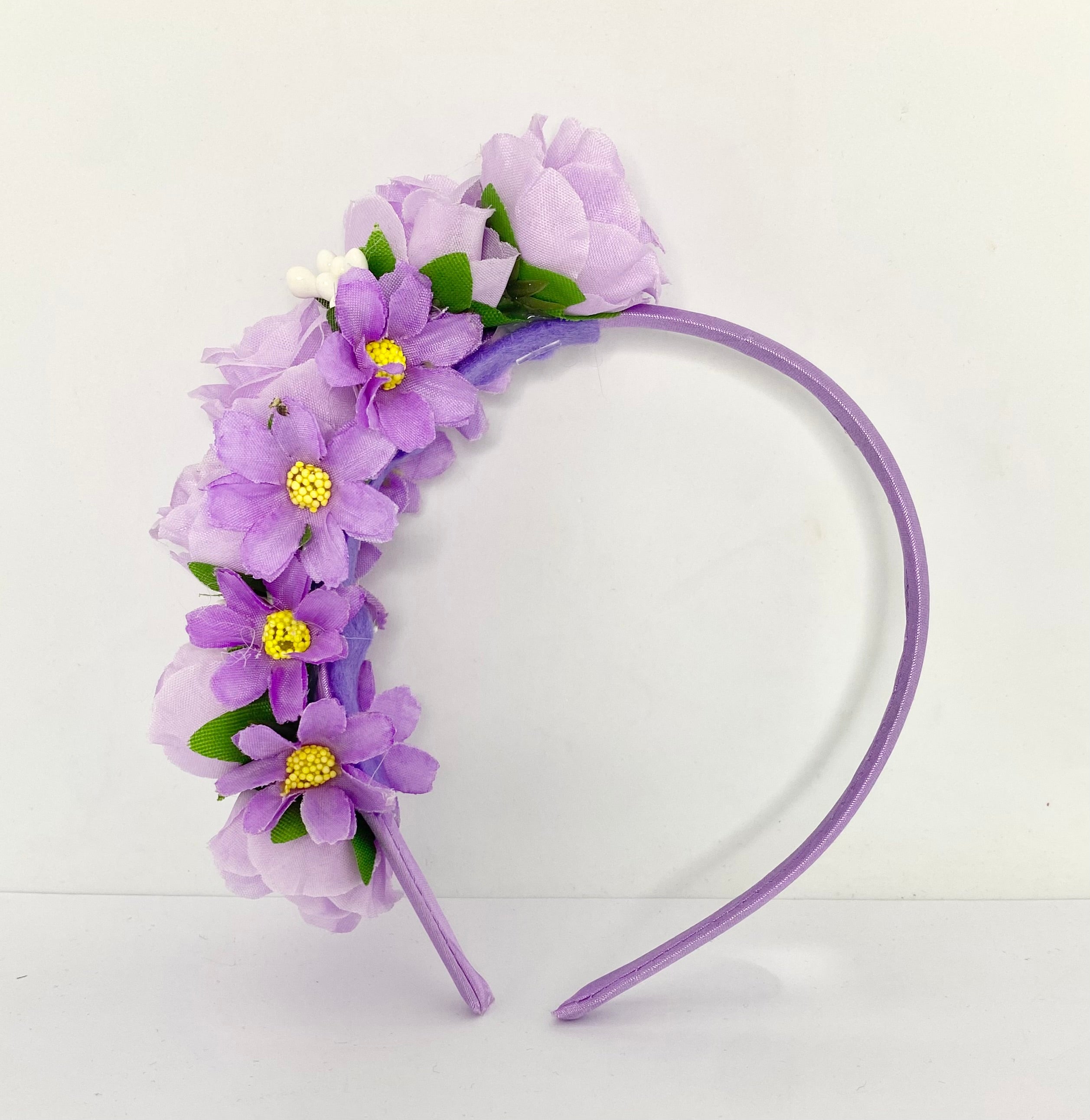 Mauve small rose Purple floral headband Vintage style hair accessories.