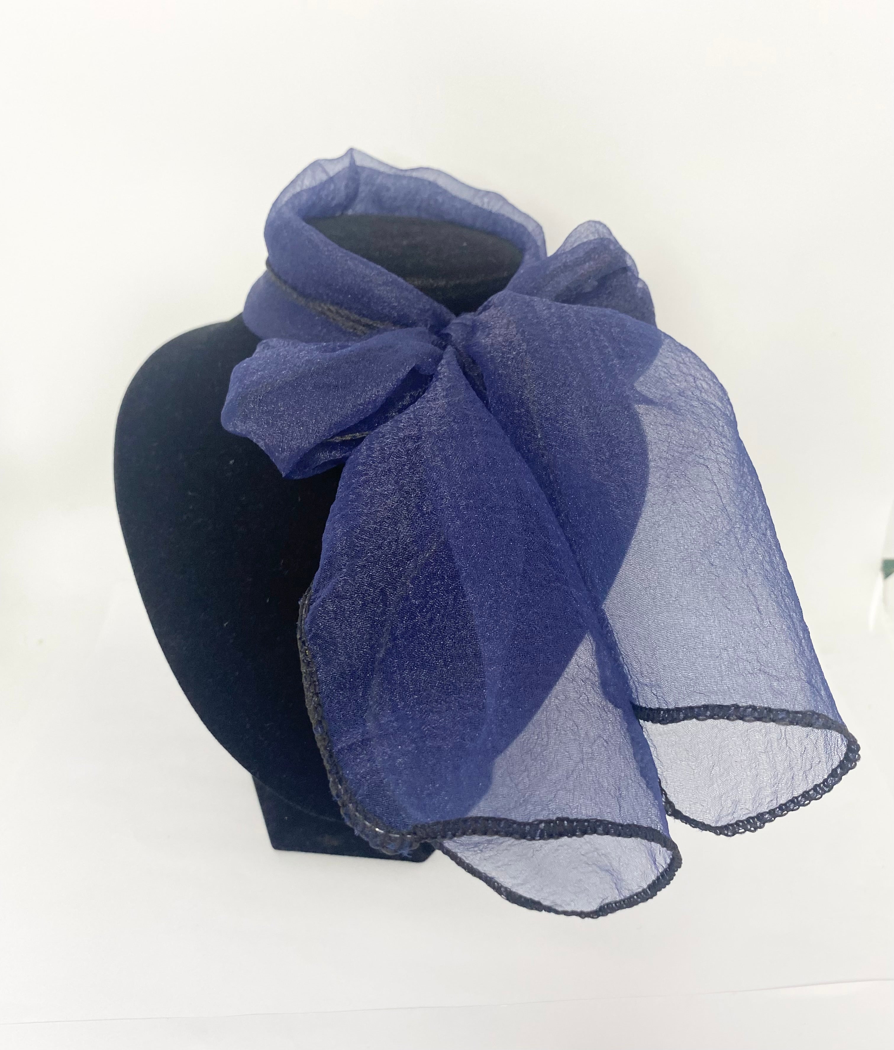 Organza Navy  Vintage style hair/neck scarf