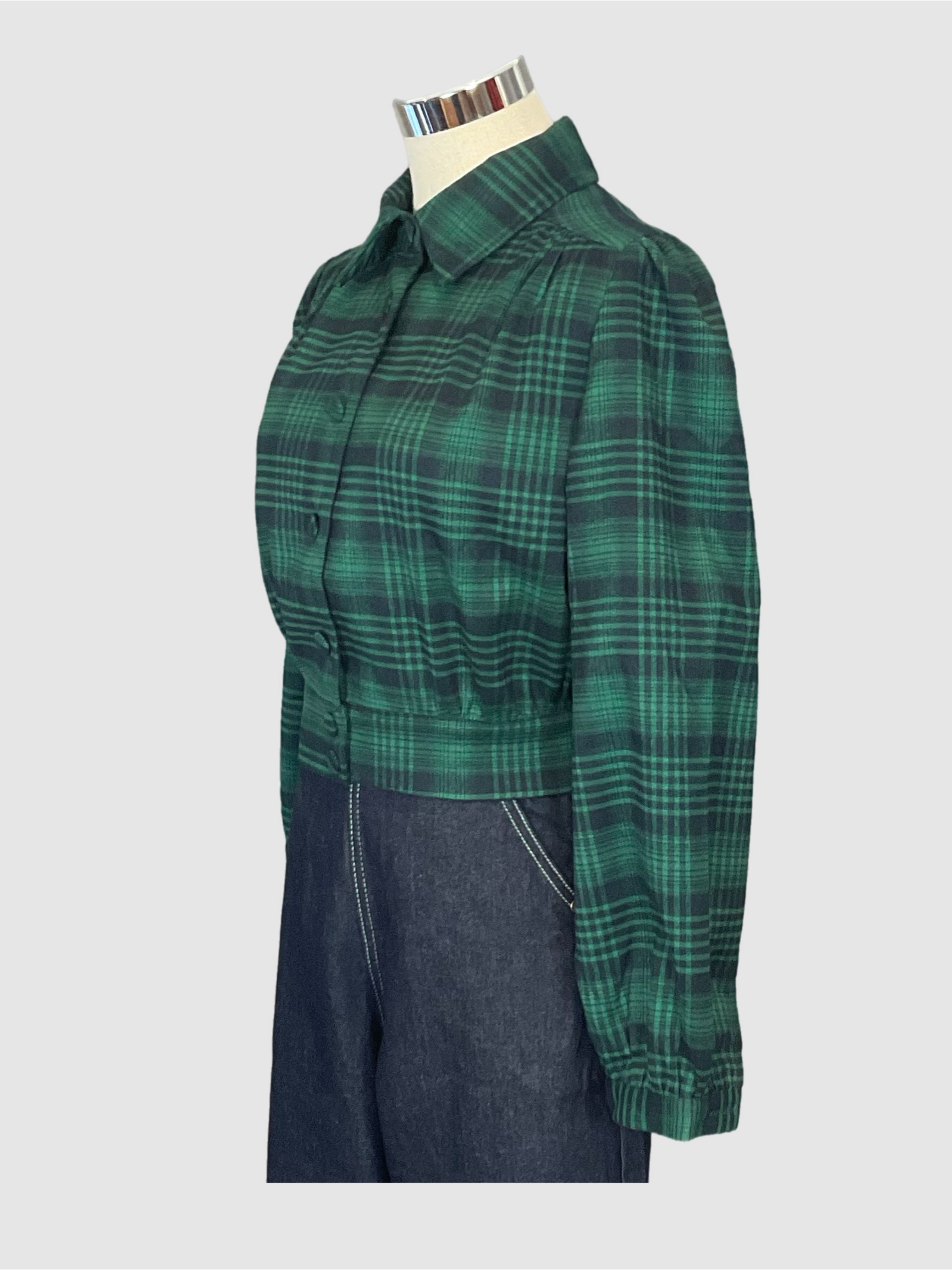 Rosie Dark Green/navy plaid  cropped Jacket vintage rockabilly style.