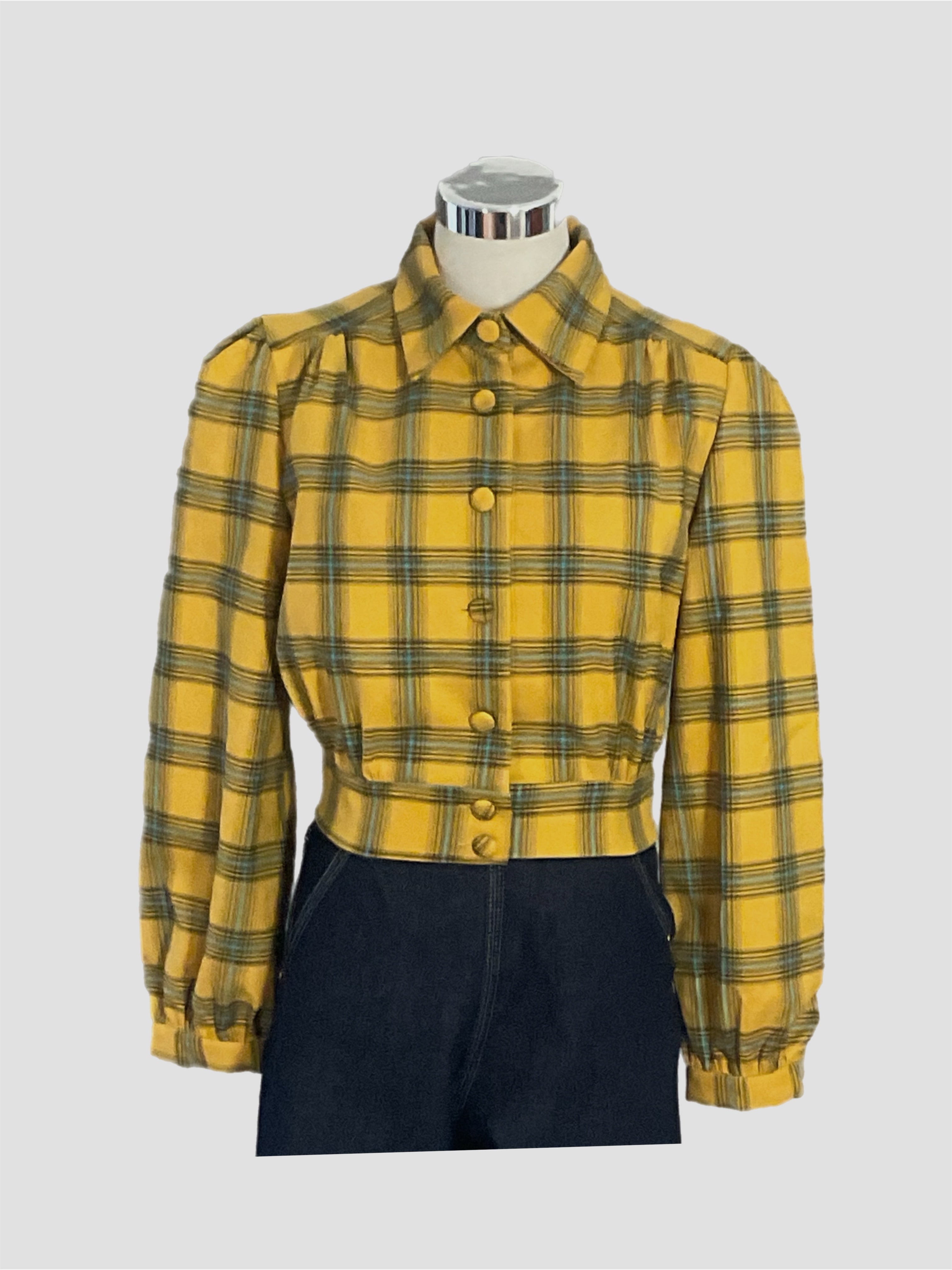 Rosie Mustard /Yellow plaid  cropped vintage rockabilly style jacket Australia