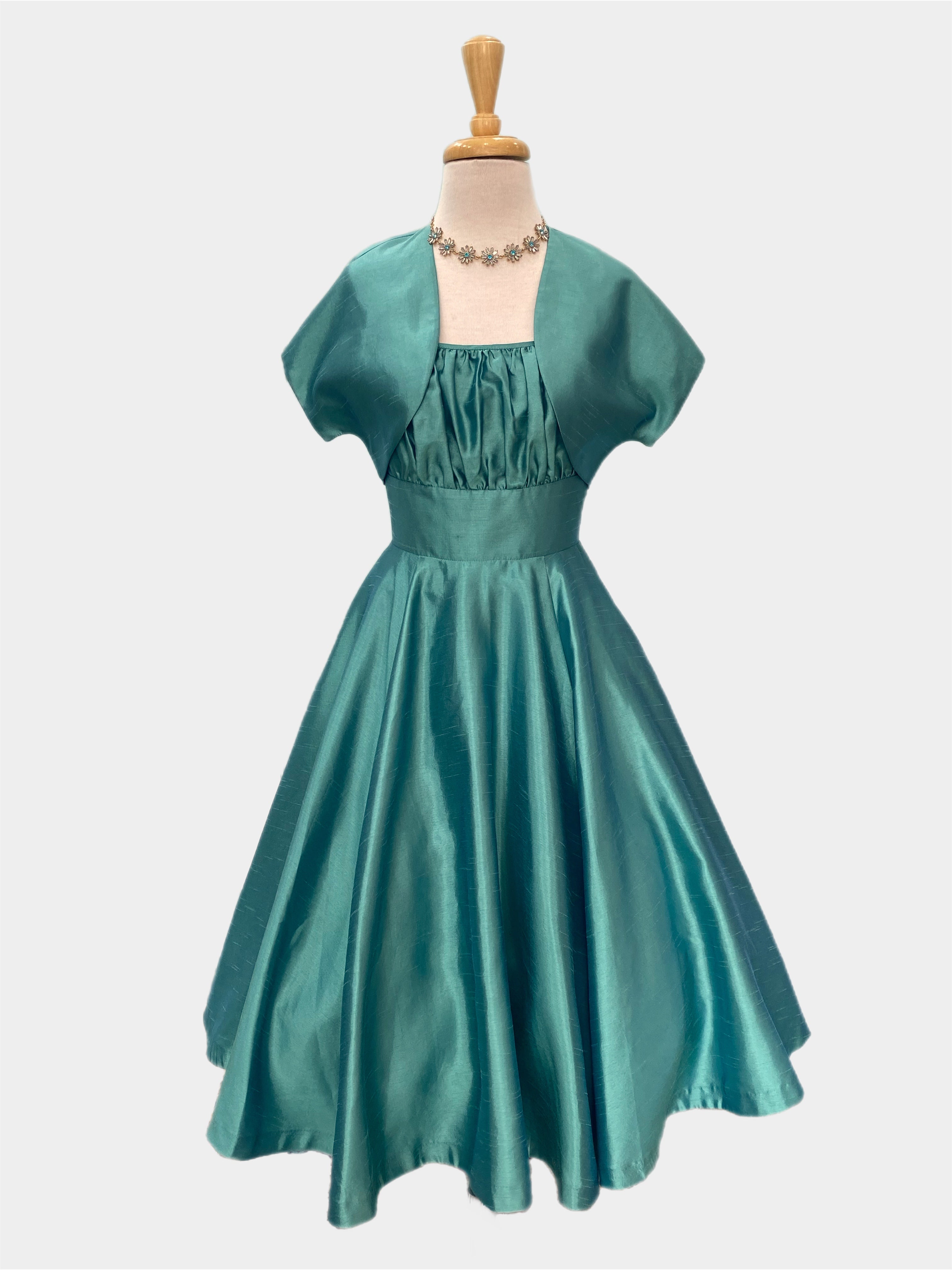 Sonja Aquamarine Vintage 1950s Style Dress and Bolero Set Vintage