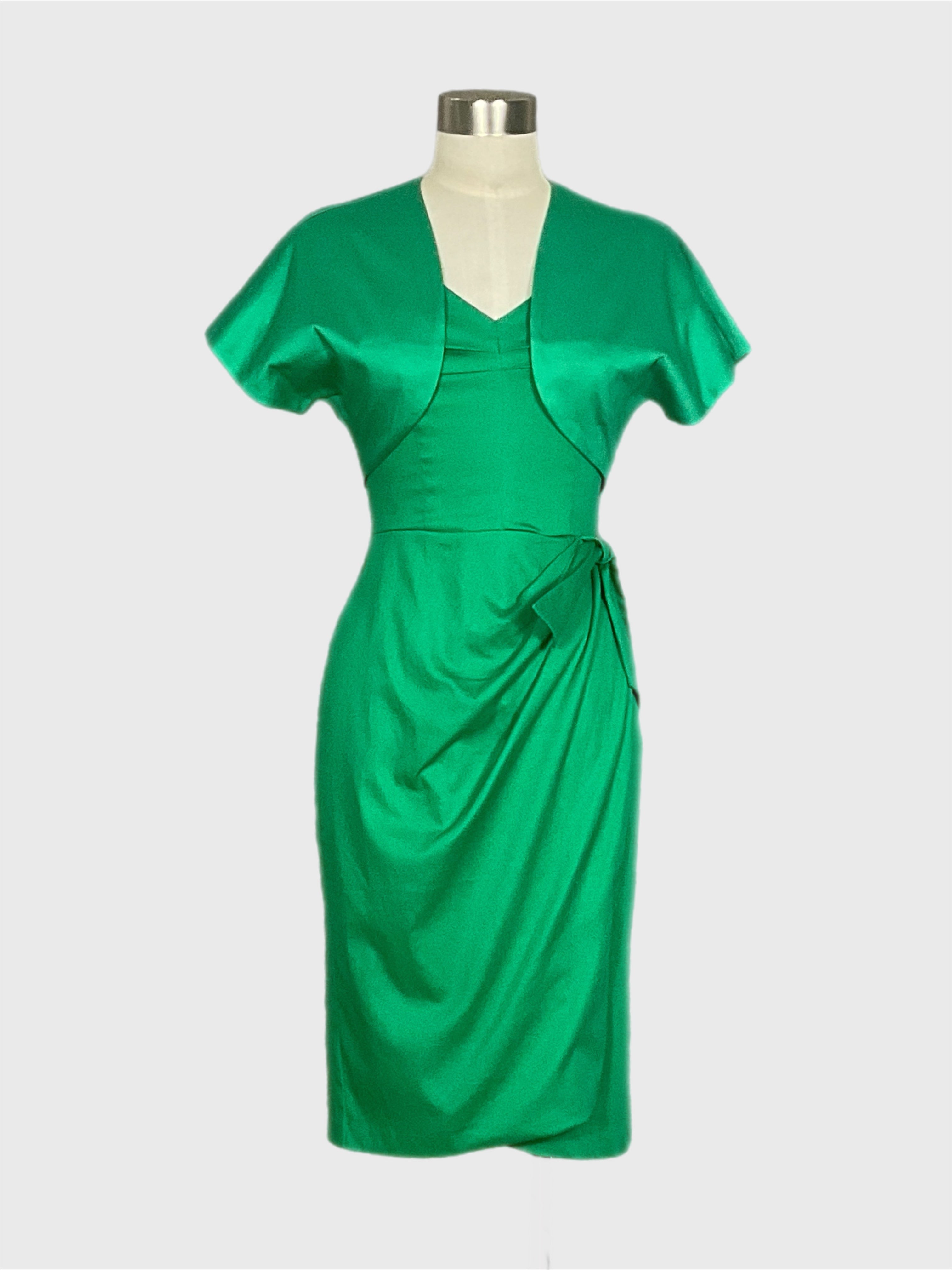Suzy green bolero, ruby vintage style dress.