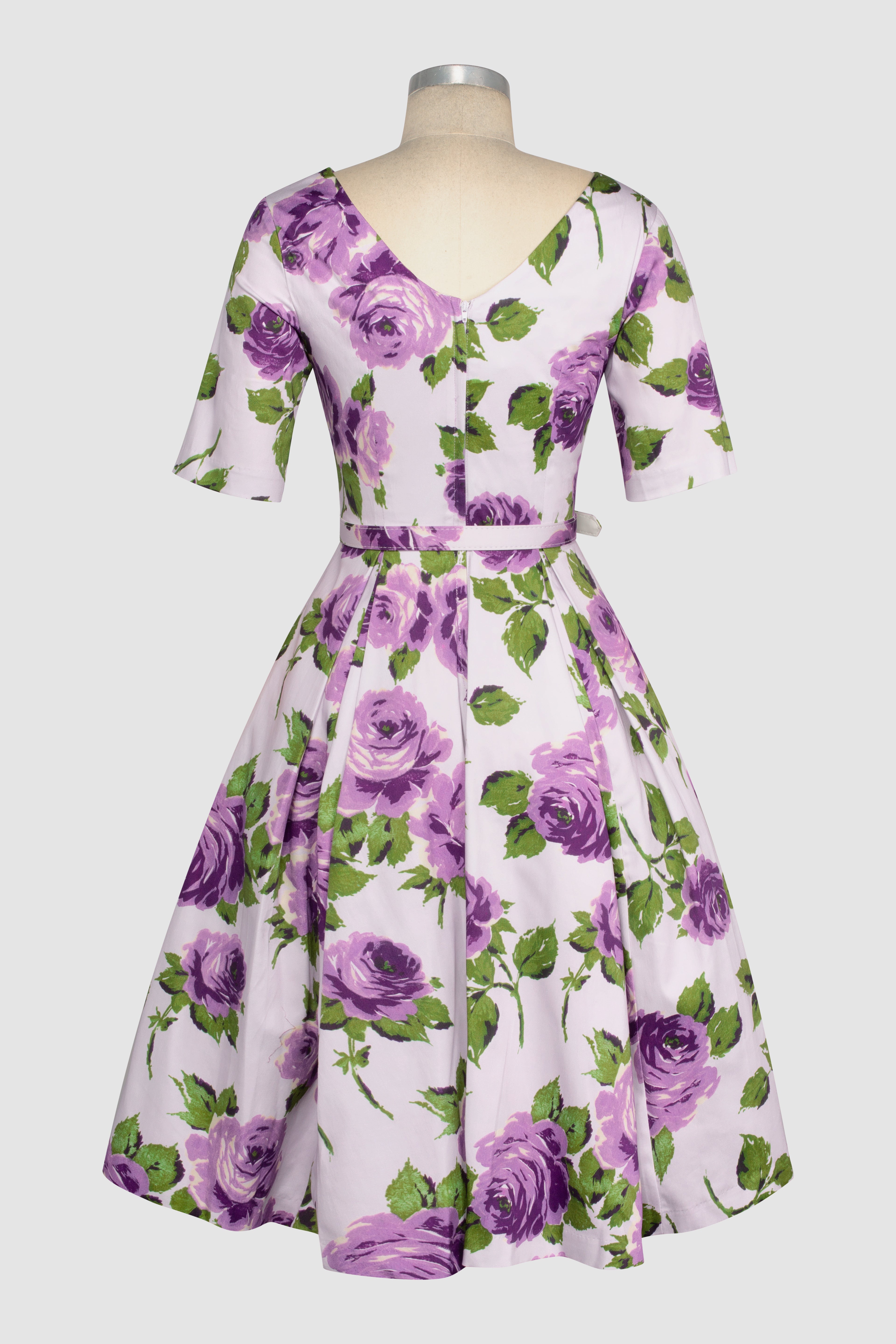 valentina Toscana purple rose floral vintage 1950s dress