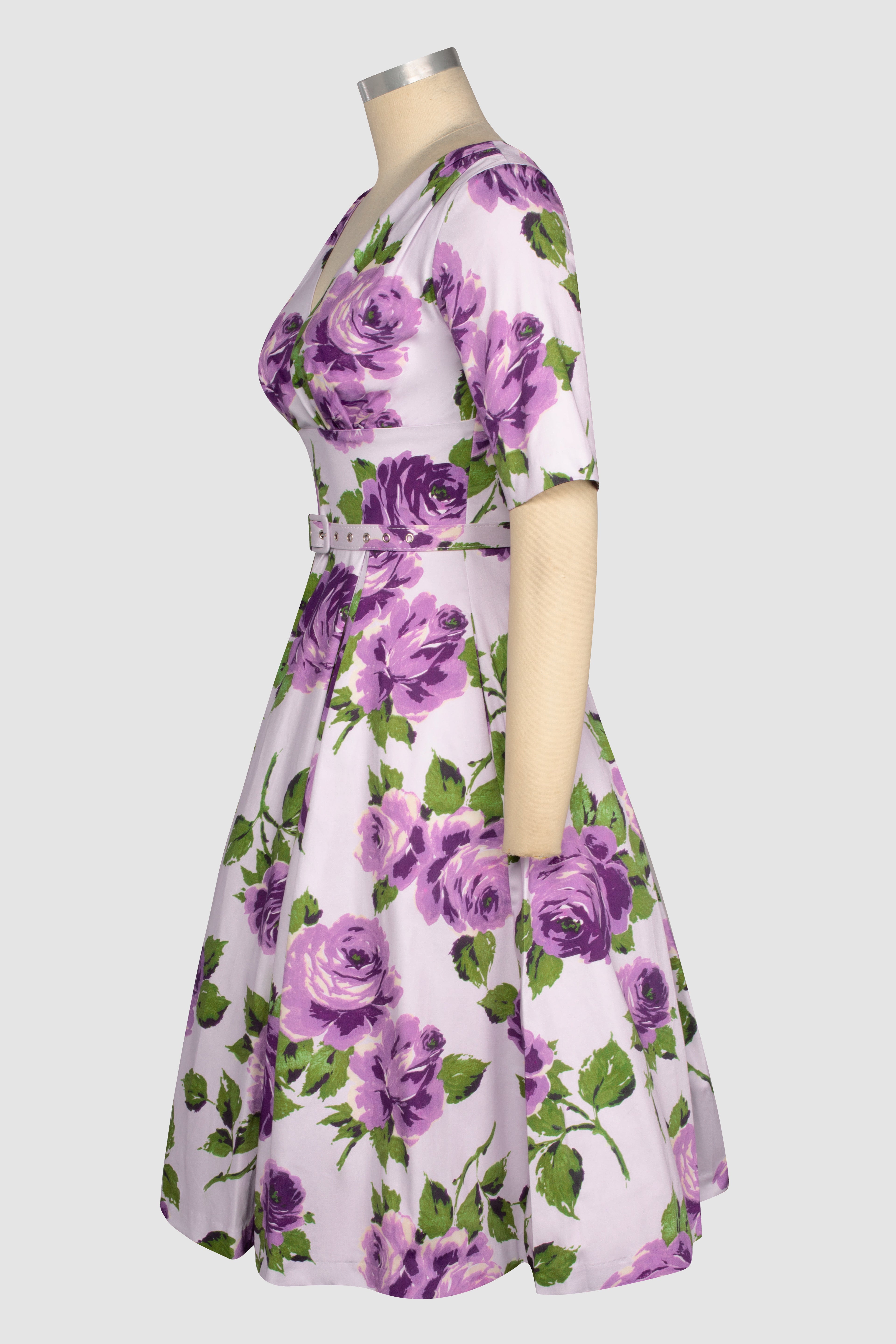 valentina Toscana 1950s vintage style dress purple rose floral dress